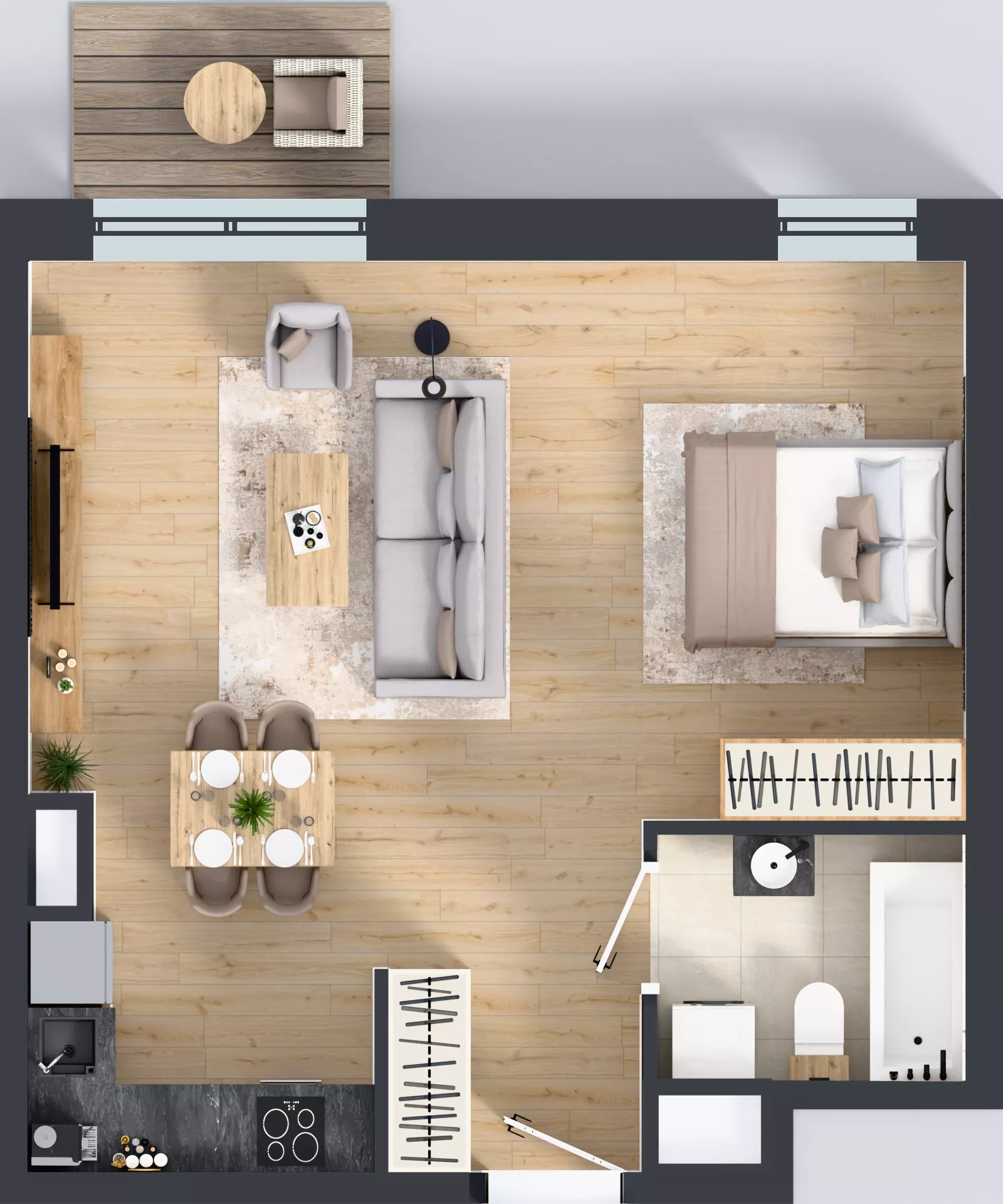 1 pokój, mieszkanie 43,39 m², piętro 3, oferta nr A1.3.23, ATAL Grabiszyn, Wrocław, Gajowice, Fabryczna, ul. Grochowa