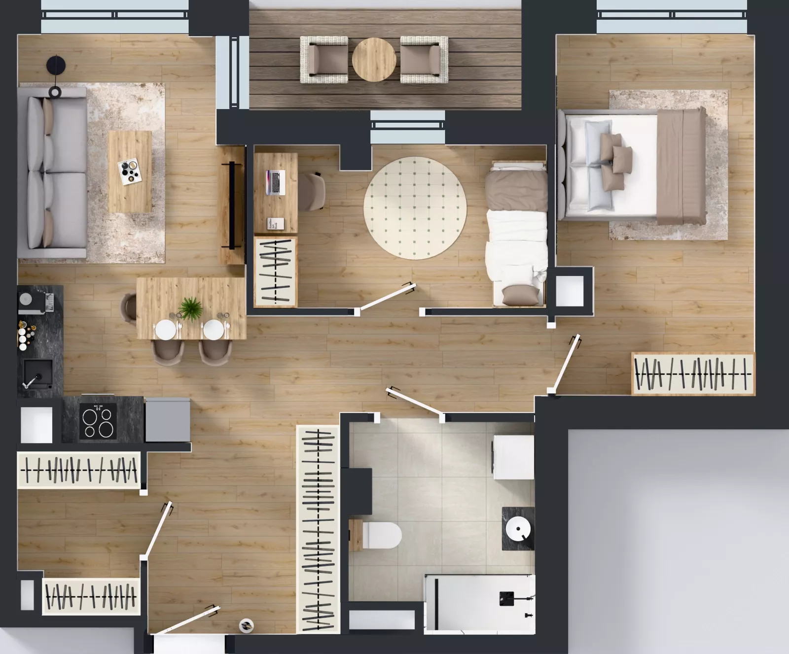 3 pokoje, mieszkanie 61,06 m², piętro 4, oferta nr A1.4.36, ATAL Grabiszyn, Wrocław, Gajowice, Fabryczna, ul. Grochowa