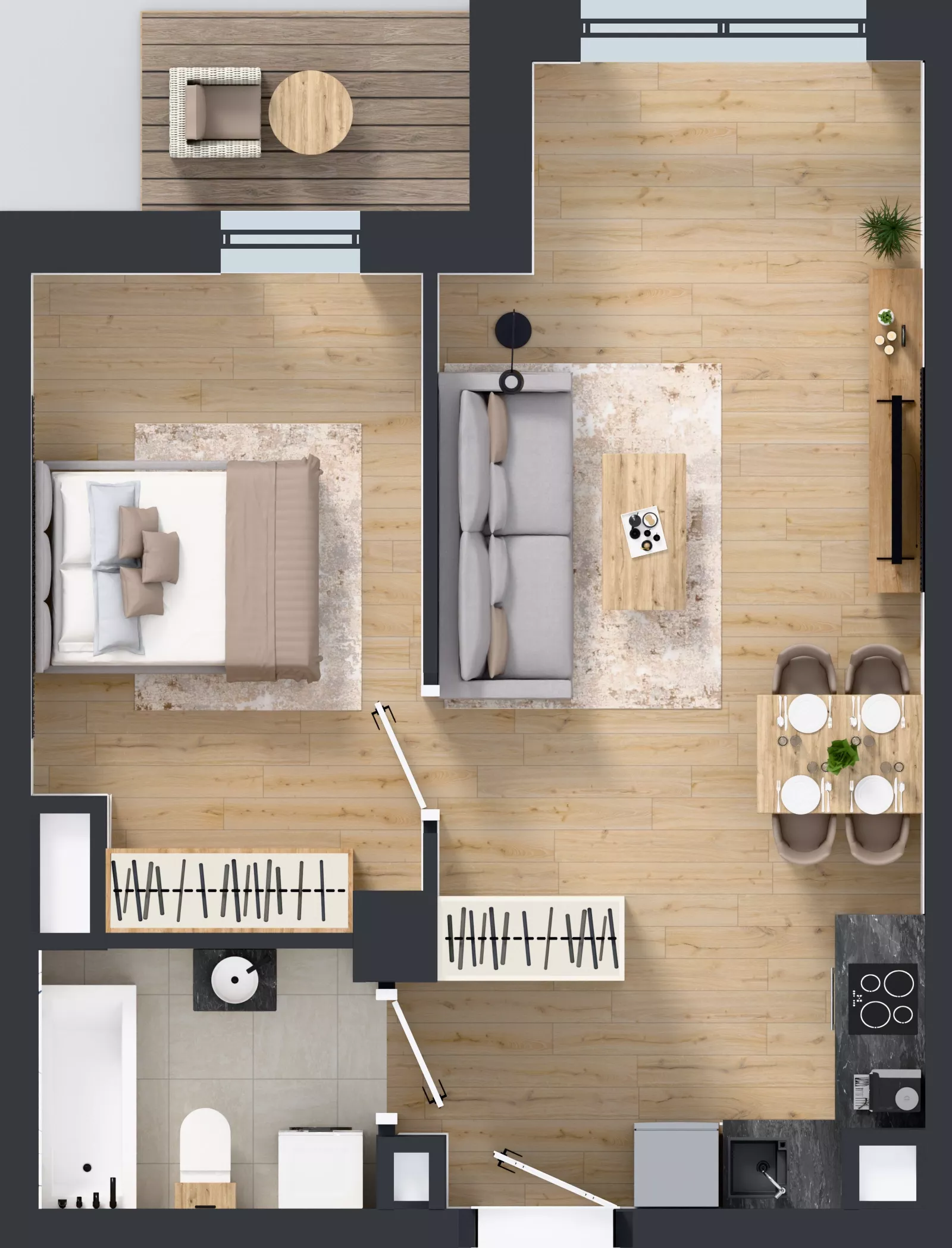 2 pokoje, mieszkanie 43,98 m², piętro 4, oferta nr A1.4.37, ATAL Grabiszyn, Wrocław, Gajowice, Fabryczna, ul. Grochowa
