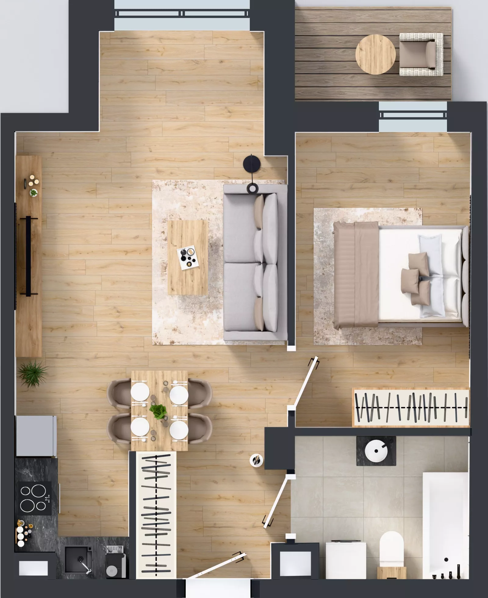 2 pokoje, mieszkanie 46,68 m², piętro 4, oferta nr A1.4.38, ATAL Grabiszyn, Wrocław, Gajowice, Fabryczna, ul. Grochowa