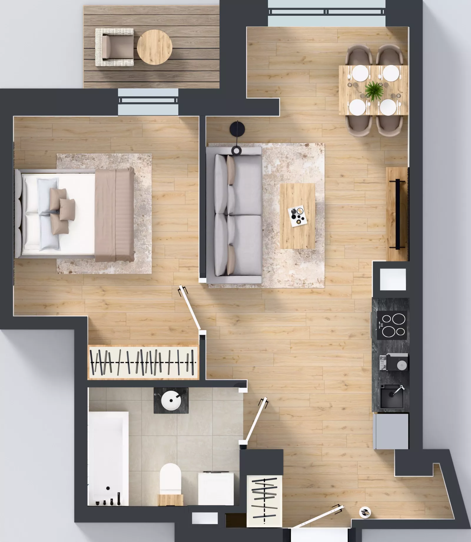2 pokoje, mieszkanie 44,03 m², piętro 4, oferta nr A1.4.40, ATAL Grabiszyn, Wrocław, Gajowice, Fabryczna, ul. Grochowa