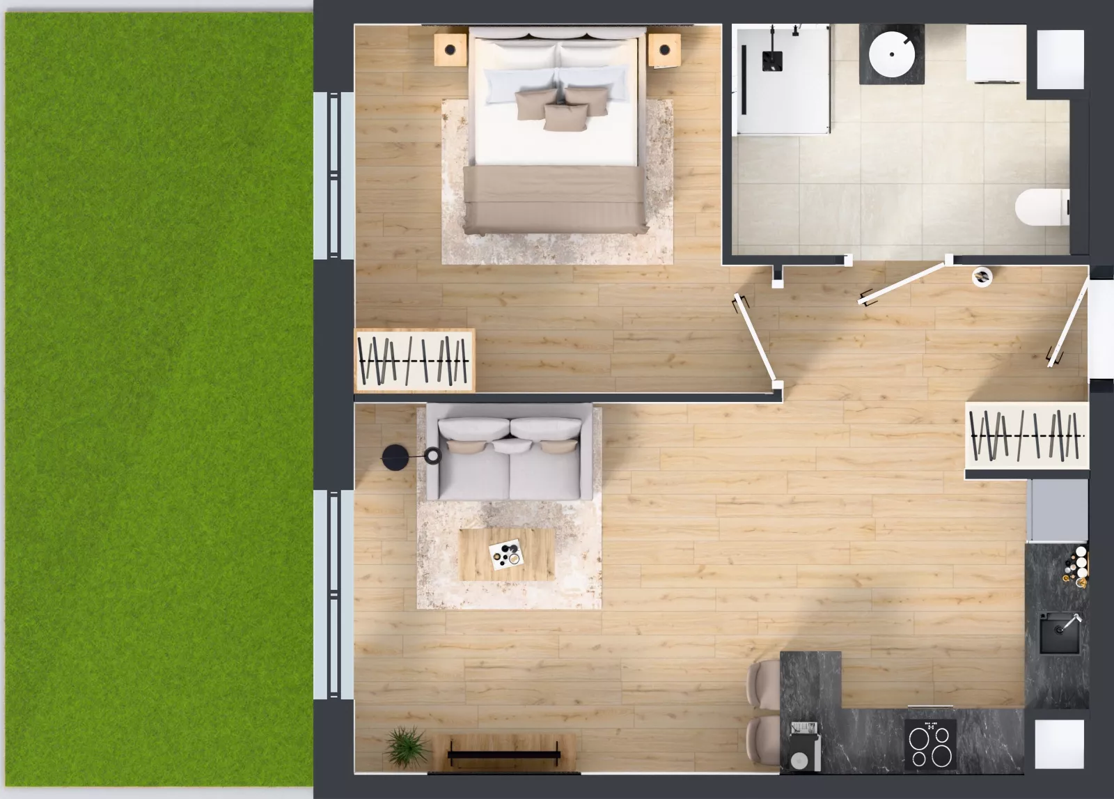 2 pokoje, mieszkanie 50,39 m², parter, oferta nr A1.0.02, Zakole Wisły, Kraków, Podgórze, ul. Na Zakolu Wisły