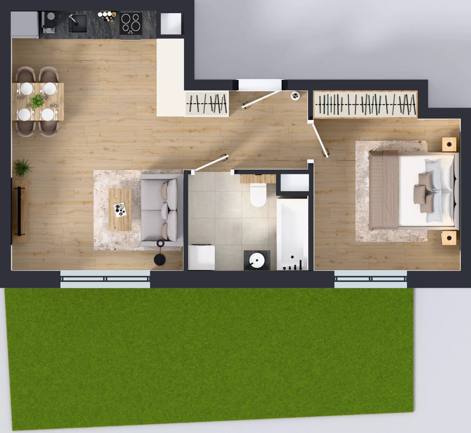 2 pokoje, mieszkanie 44,94 m², parter, oferta nr A2.0.35, Zakole Wisły, Kraków, Podgórze, ul. Na Zakolu Wisły