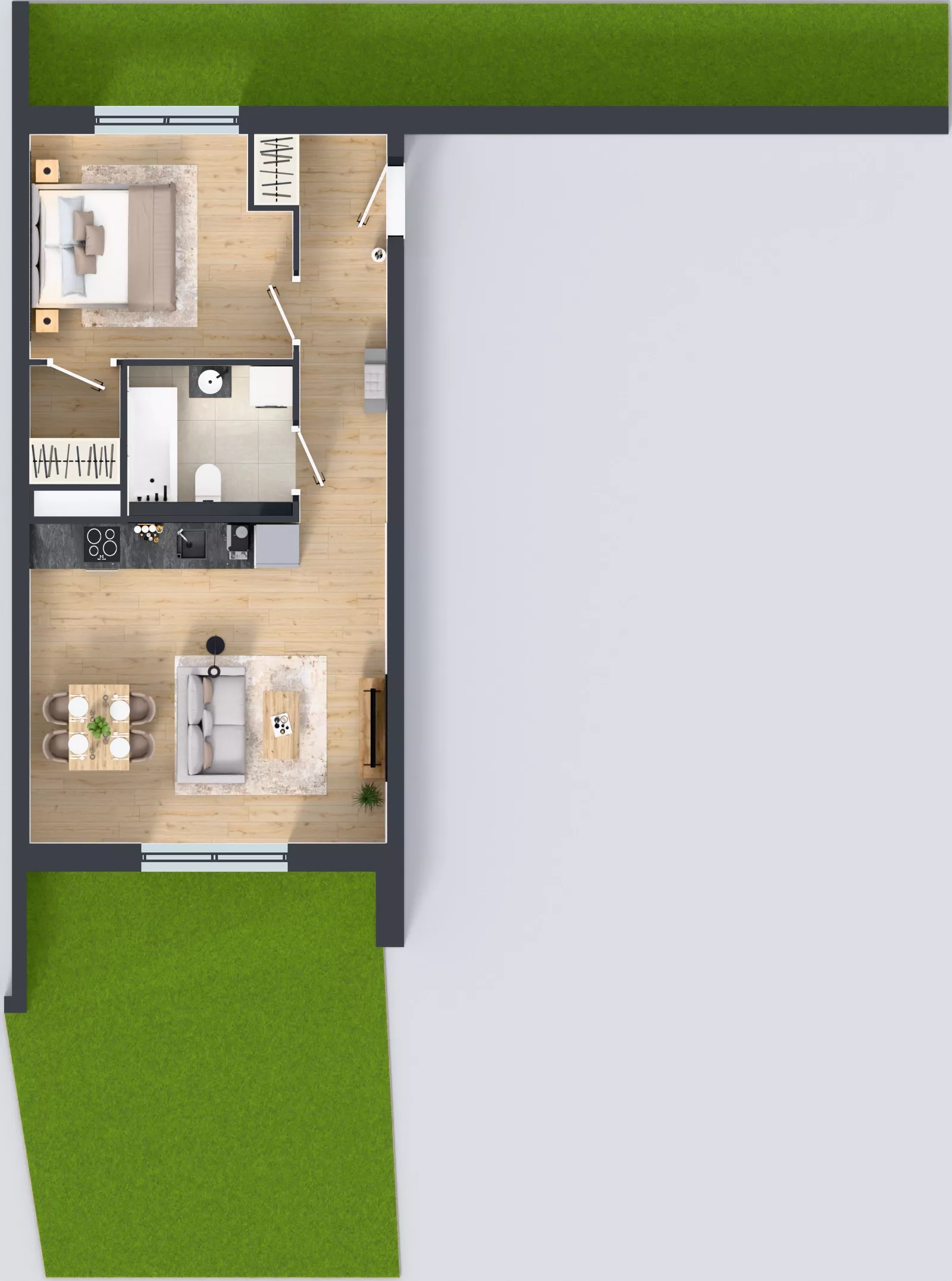 2 pokoje, mieszkanie 47,16 m², parter, oferta nr A3.0.57, Zakole Wisły, Kraków, Podgórze, ul. Na Zakolu Wisły