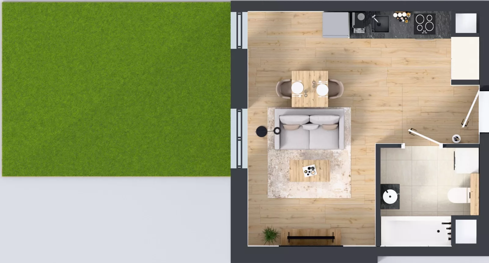 1 pokój, mieszkanie 28,57 m², parter, oferta nr A5.0.21, Zakole Wisły, Kraków, Podgórze, ul. Na Zakolu Wisły