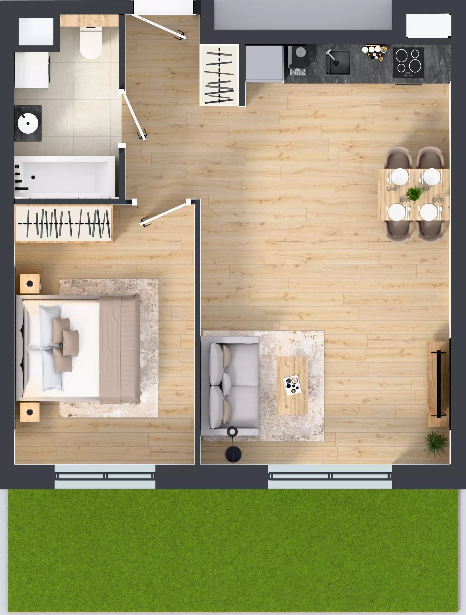 2 pokoje, mieszkanie 48,63 m², parter, oferta nr A5.0.26, Zakole Wisły, Kraków, Podgórze, ul. Na Zakolu Wisły