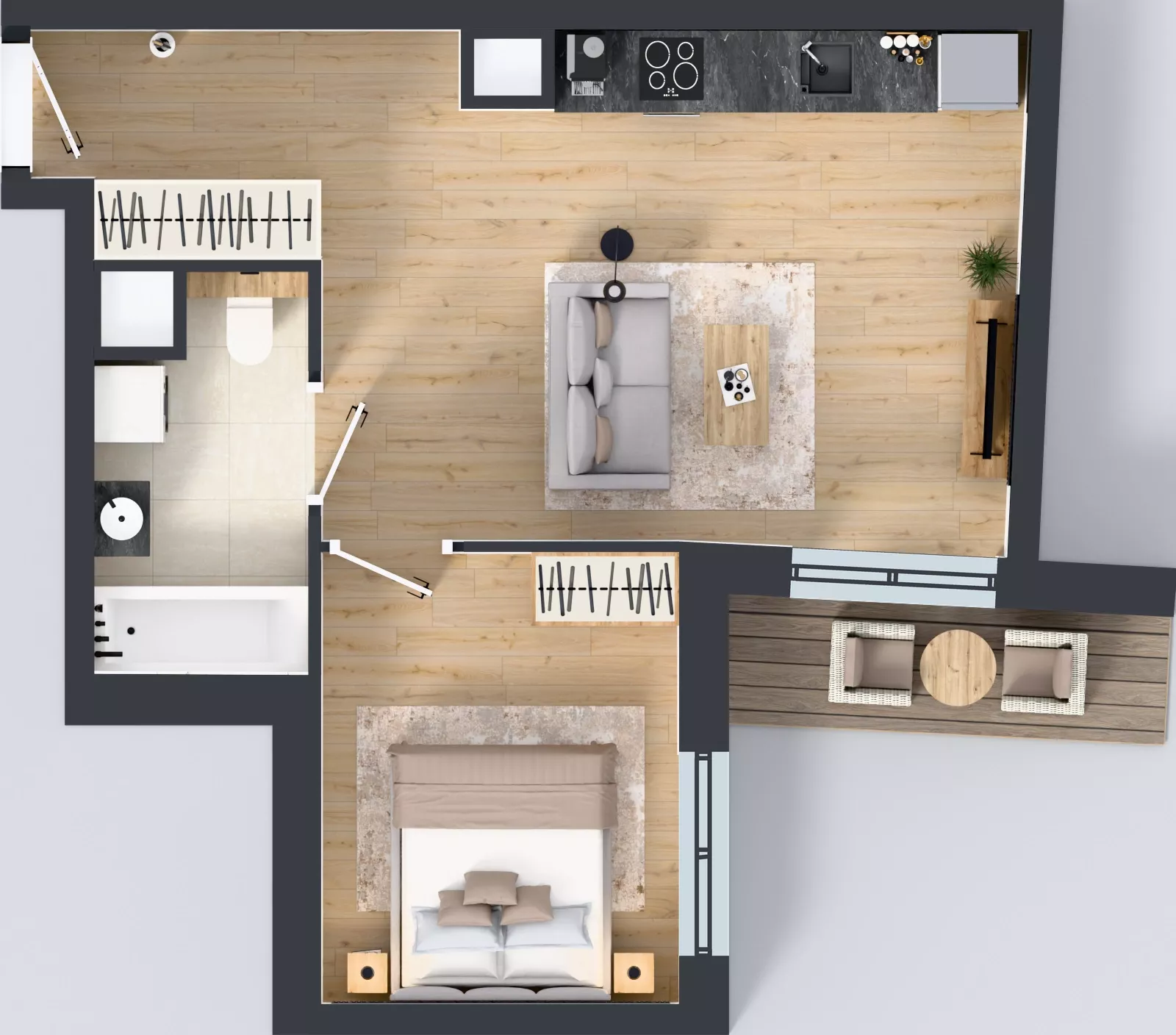 2 pokoje, mieszkanie 40,21 m², piętro 1, oferta nr A1.1.13, Zakole Wisły, Kraków, Podgórze, ul. Na Zakolu Wisły