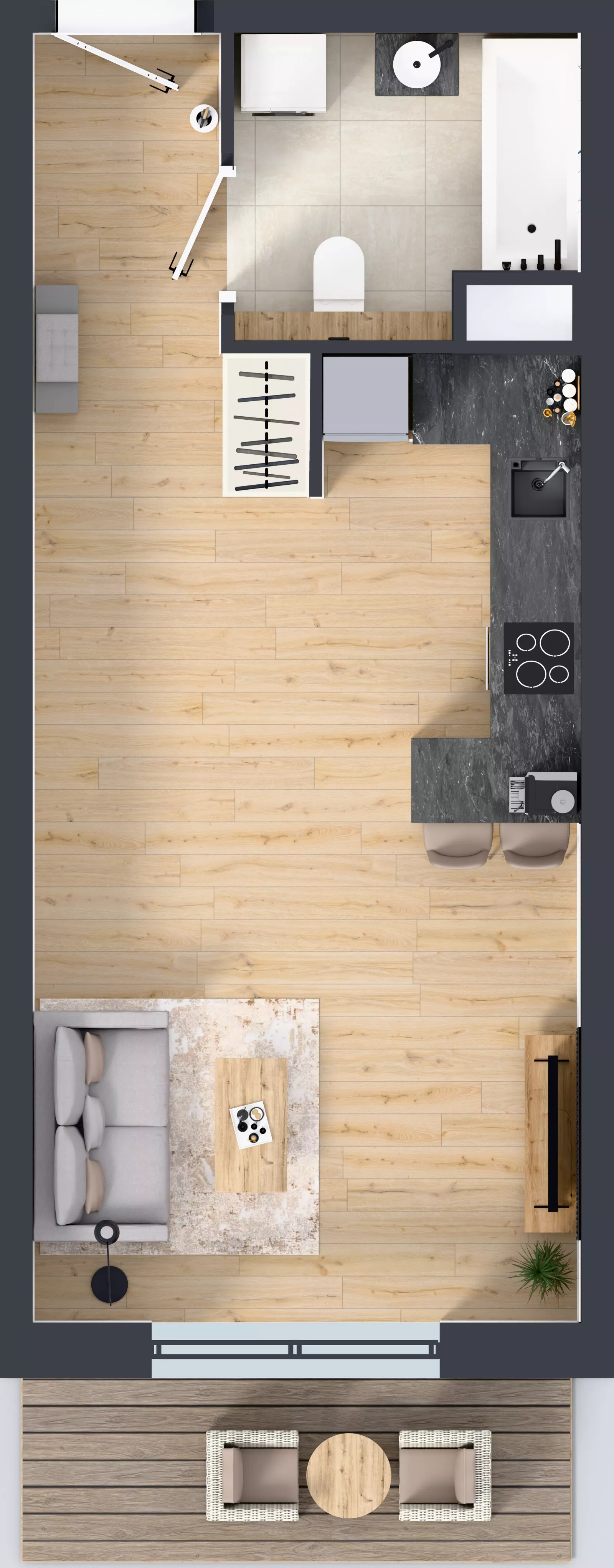 1 pokój, mieszkanie 34,62 m², piętro 1, oferta nr A3.1.60, Zakole Wisły, Kraków, Podgórze, ul. Na Zakolu Wisły