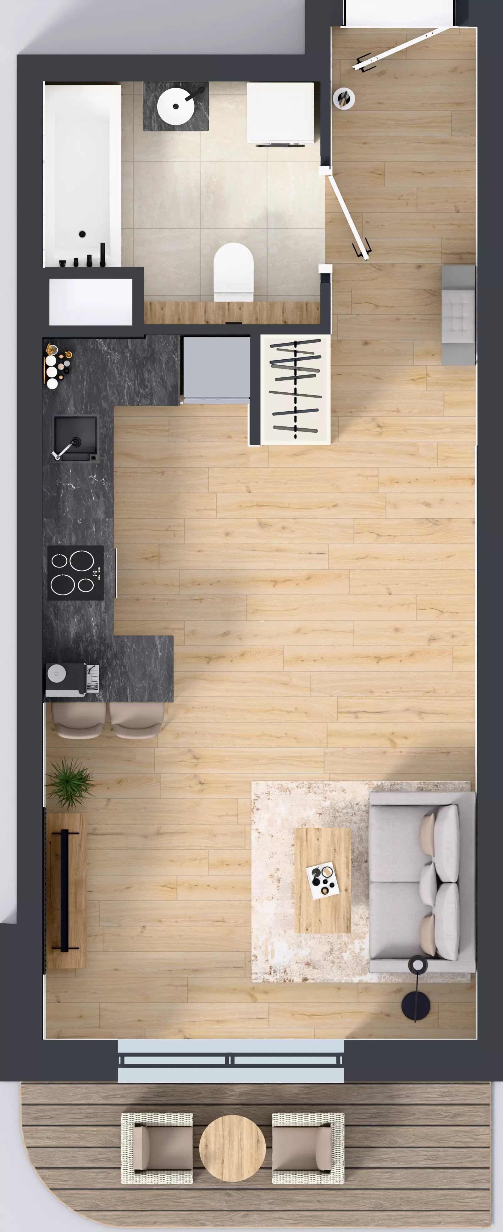 1 pokój, mieszkanie 33,64 m², piętro 1, oferta nr A3.1.61, Zakole Wisły, Kraków, Podgórze, ul. Na Zakolu Wisły