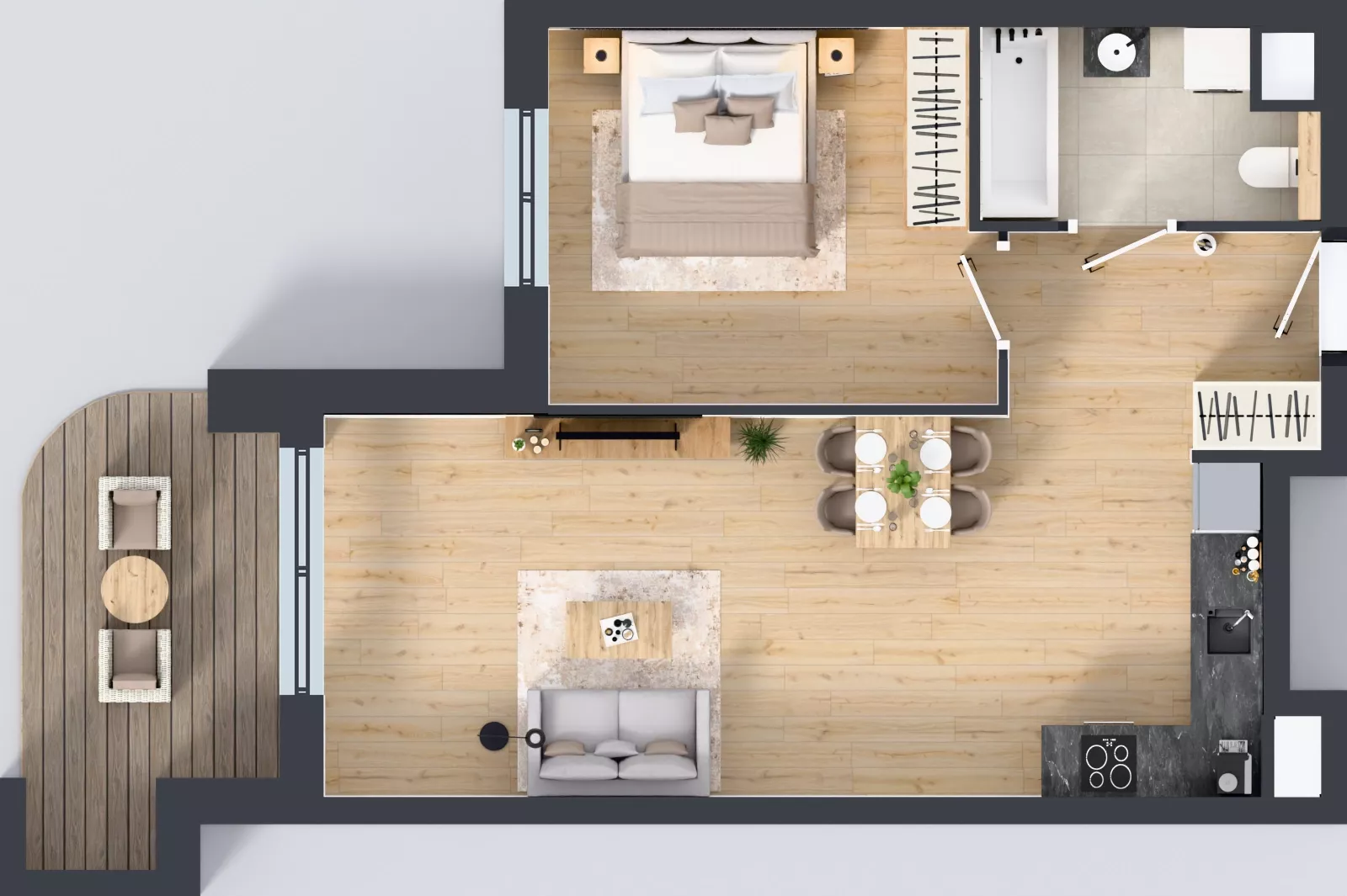 2 pokoje, mieszkanie 50,71 m², piętro 1, oferta nr A4.1.06, Zakole Wisły, Kraków, Podgórze, ul. Na Zakolu Wisły