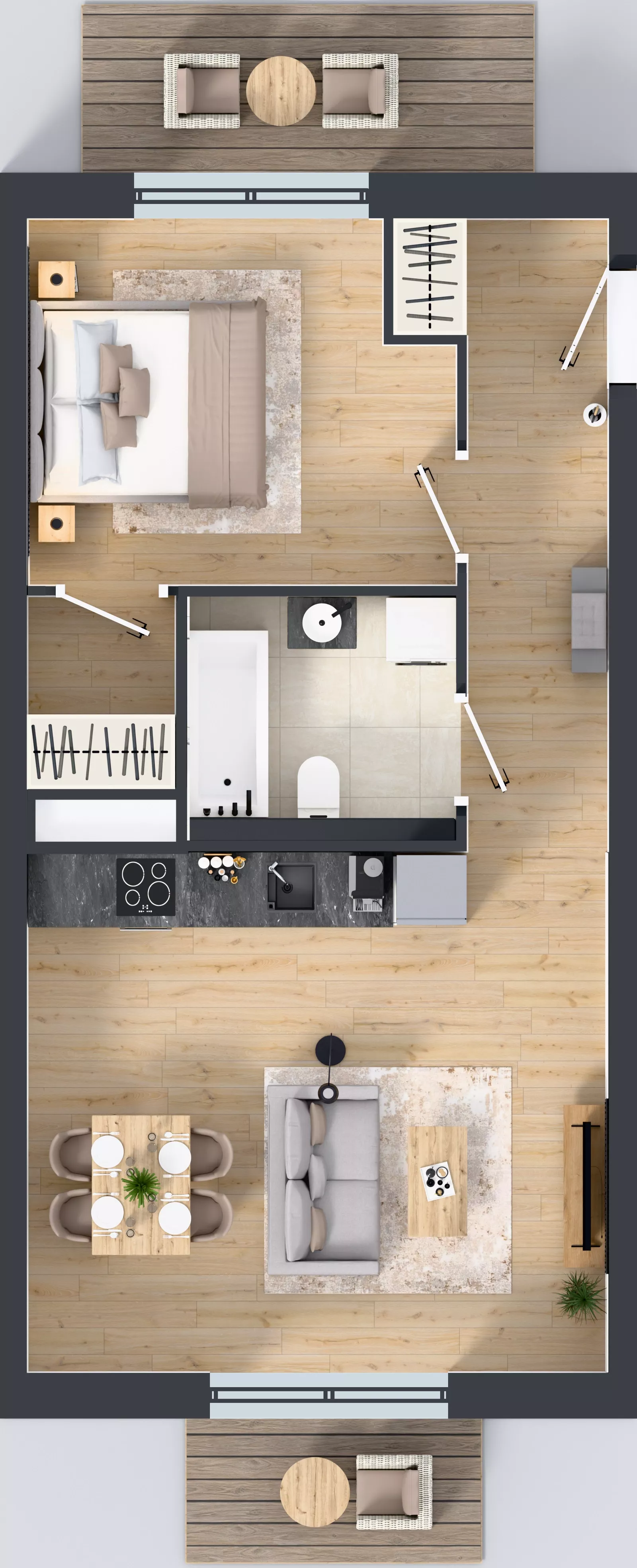 2 pokoje, mieszkanie 47,16 m², piętro 2, oferta nr A3.2.67, Zakole Wisły, Kraków, Podgórze, ul. Na Zakolu Wisły