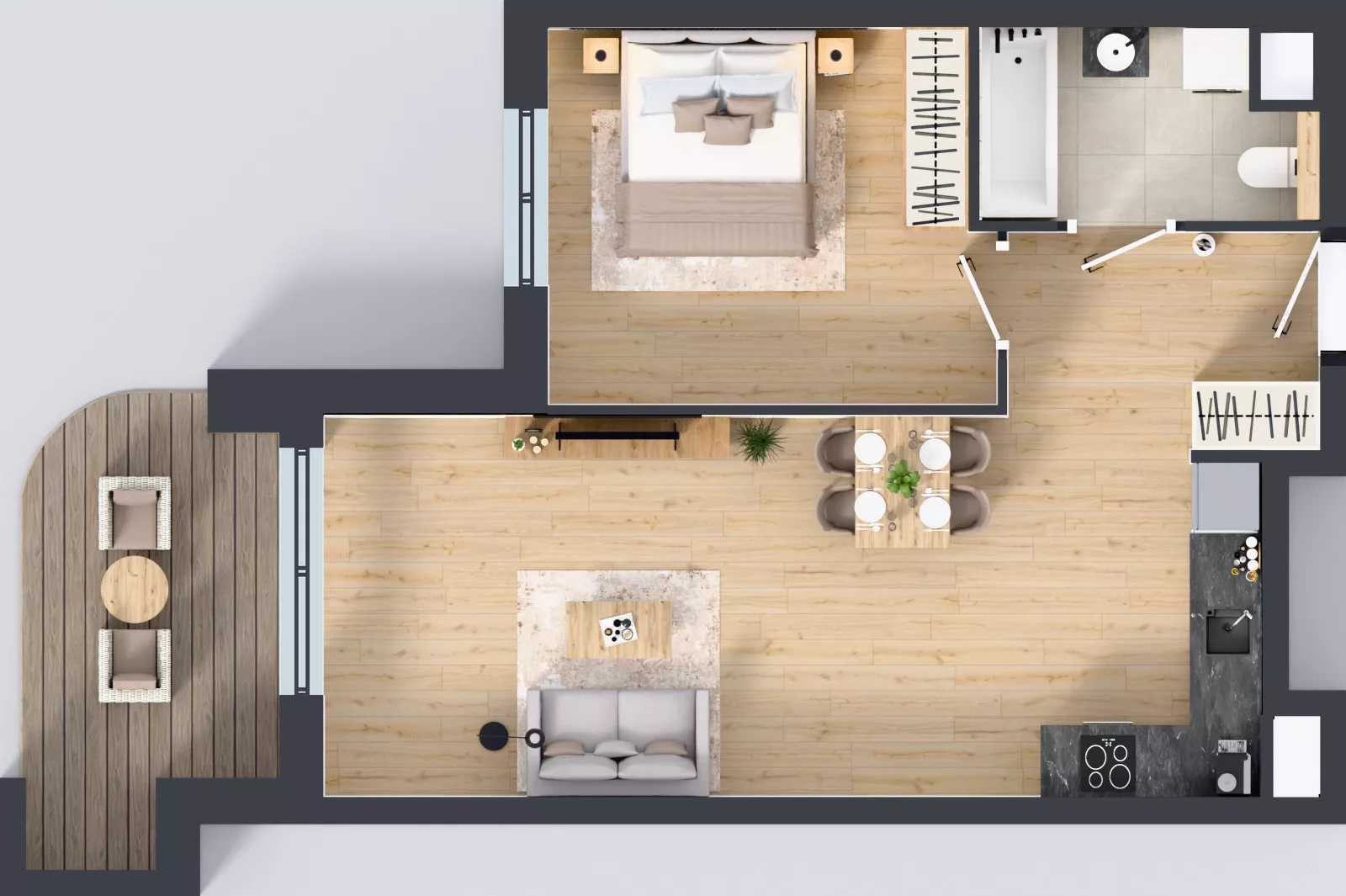 2 pokoje, mieszkanie 50,71 m², piętro 2, oferta nr A4.2.10, Zakole Wisły, Kraków, Podgórze, ul. Na Zakolu Wisły