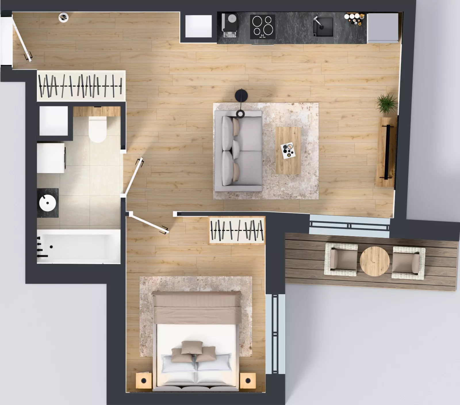2 pokoje, mieszkanie 40,21 m², piętro 4, oferta nr A1.4.34, Zakole Wisły, Kraków, Podgórze, ul. Na Zakolu Wisły