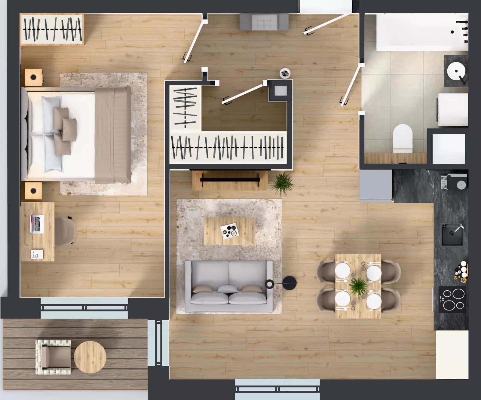 2 pokoje, mieszkanie 49,91 m², piętro 4, oferta nr A3.4.79, Zakole Wisły, Kraków, Podgórze, ul. Na Zakolu Wisły