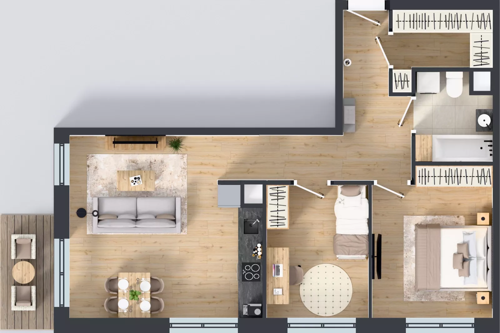 3 pokoje, mieszkanie 64,16 m², piętro 1, oferta nr III-B1.M31, Strefa Cegielnia 3, Kraków, Wzgórza Krzesławickie, Zesławice, ul. Gustawa Morcinka
