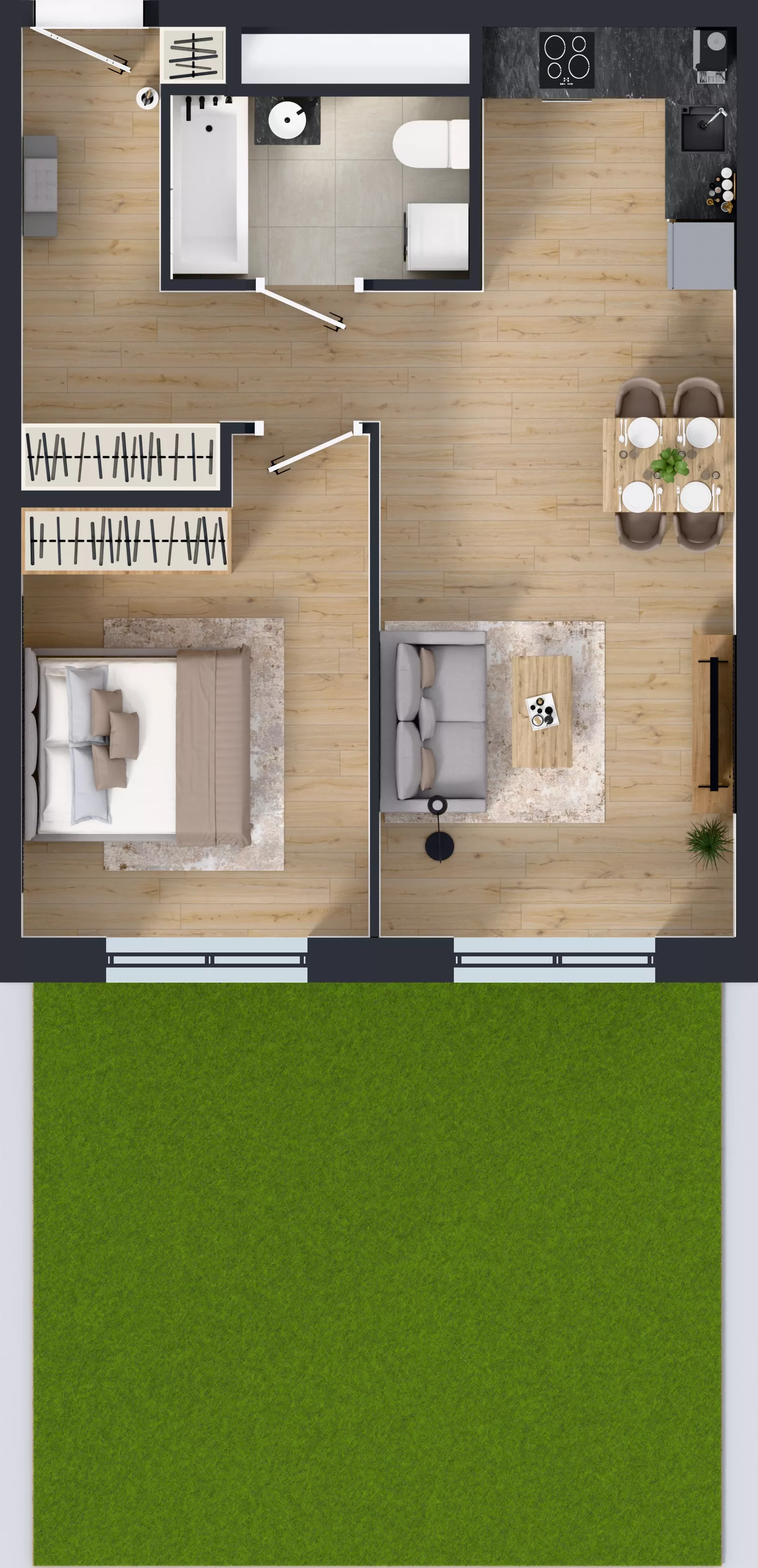 2 pokoje, mieszkanie 49,25 m², parter, oferta nr III-B2.M20, Strefa Cegielnia 3, Kraków, Wzgórza Krzesławickie, Zesławice, ul. Gustawa Morcinka