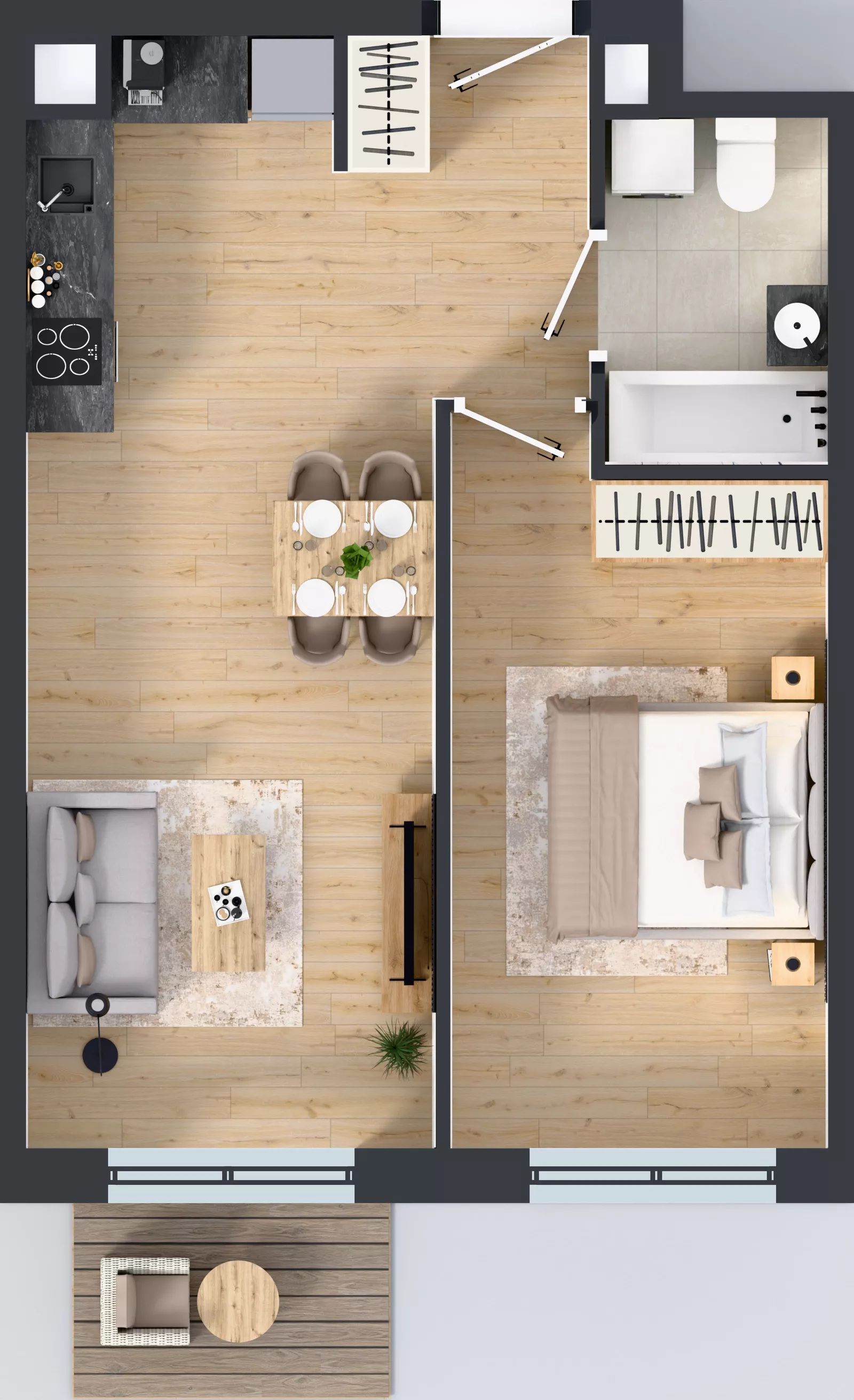 2 pokoje, mieszkanie 45,07 m², piętro 1, oferta nr III-B2.M25, Strefa Cegielnia 3, Kraków, Wzgórza Krzesławickie, Zesławice, ul. Gustawa Morcinka