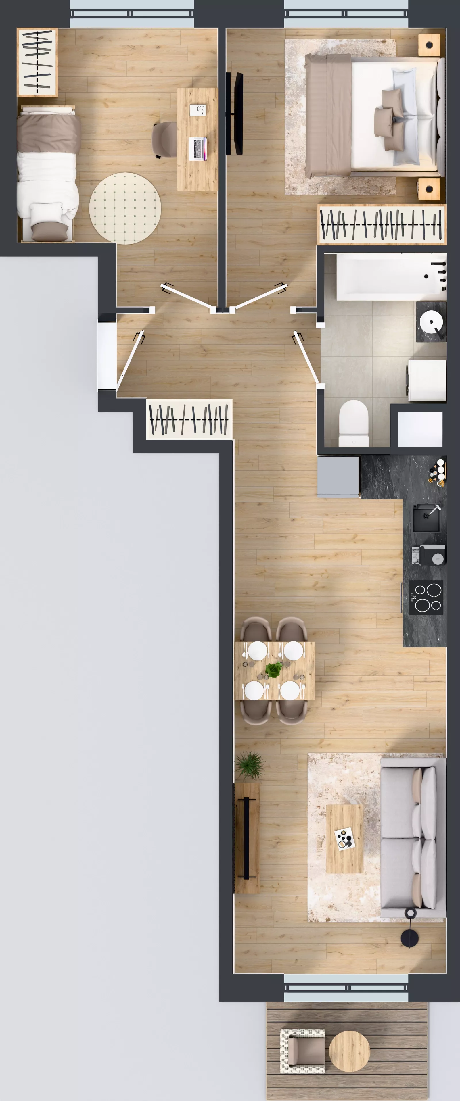 3 pokoje, mieszkanie 55,03 m², piętro 1, oferta nr III-B2.M24, Strefa Cegielnia 3, Kraków, Wzgórza Krzesławickie, Zesławice, ul. Gustawa Morcinka