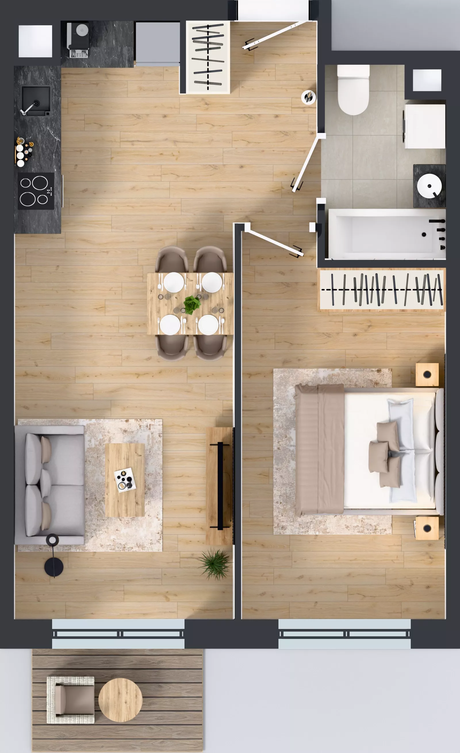 2 pokoje, mieszkanie 44,86 m², piętro 4, oferta nr III-B2.M17, Strefa Cegielnia 3, Kraków, Wzgórza Krzesławickie, Zesławice, ul. Gustawa Morcinka