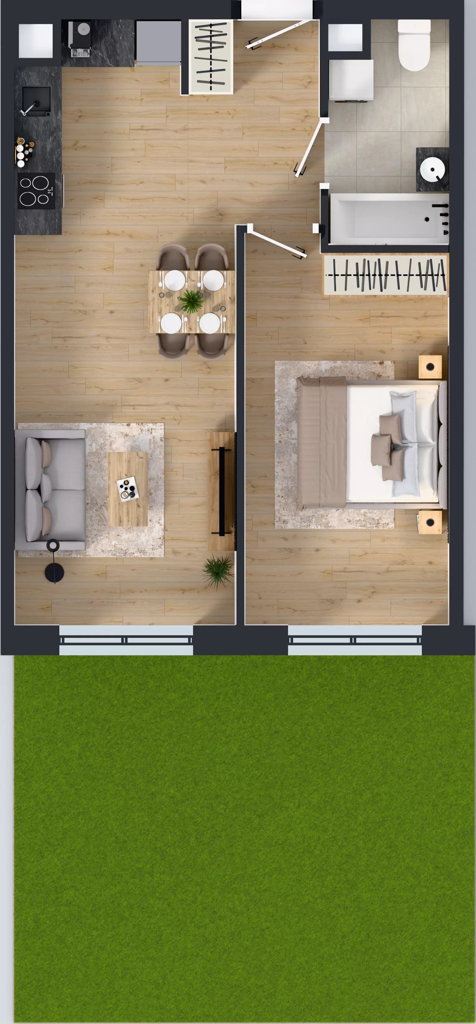 2 pokoje, mieszkanie 45,77 m², parter, oferta nr III-B3.M21, Strefa Cegielnia 3, Kraków, Wzgórza Krzesławickie, Zesławice, ul. Gustawa Morcinka