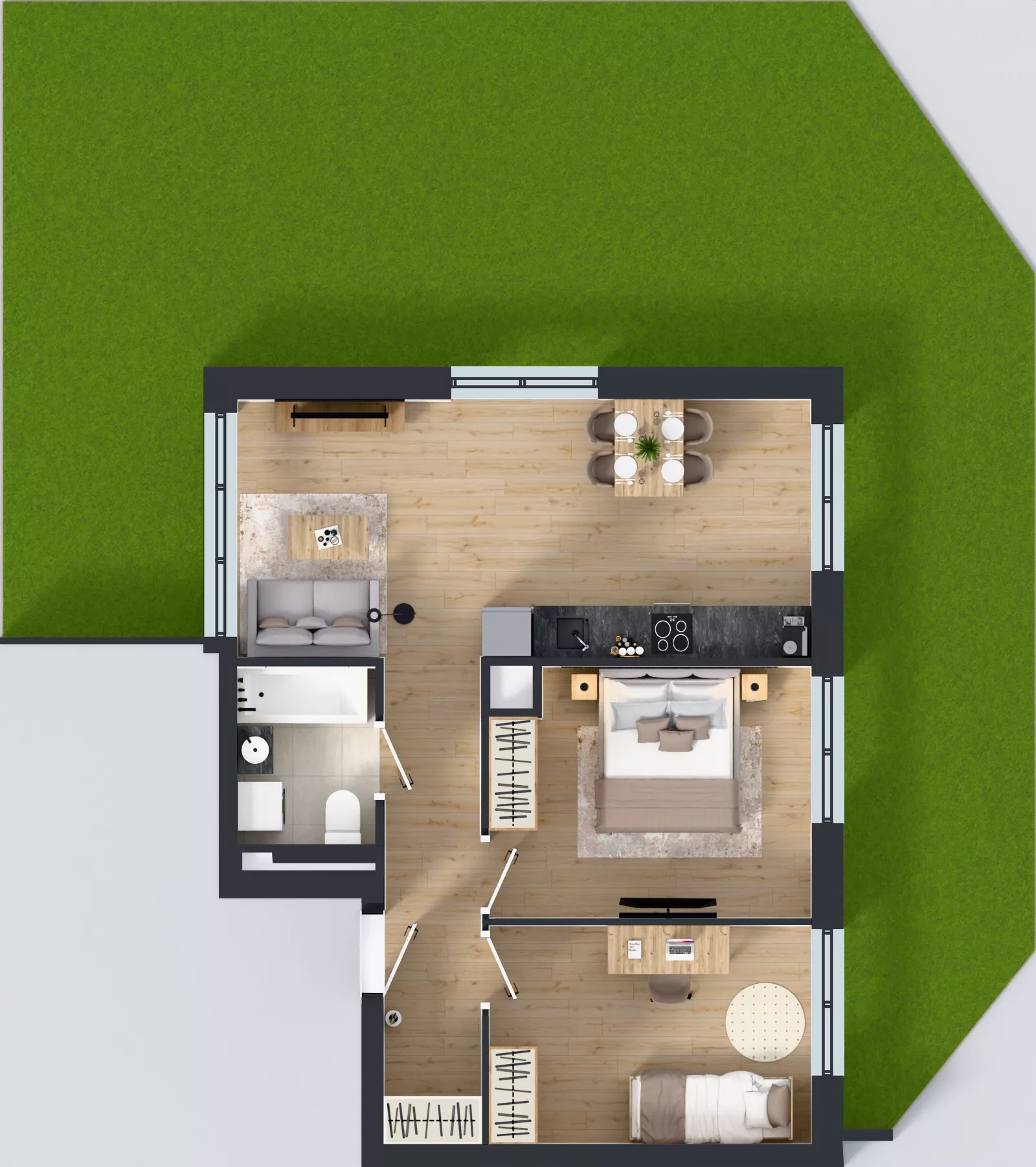 3 pokoje, mieszkanie 55,89 m², parter, oferta nr III-B3.M26, Strefa Cegielnia 3, Kraków, Wzgórza Krzesławickie, Zesławice, ul. Gustawa Morcinka