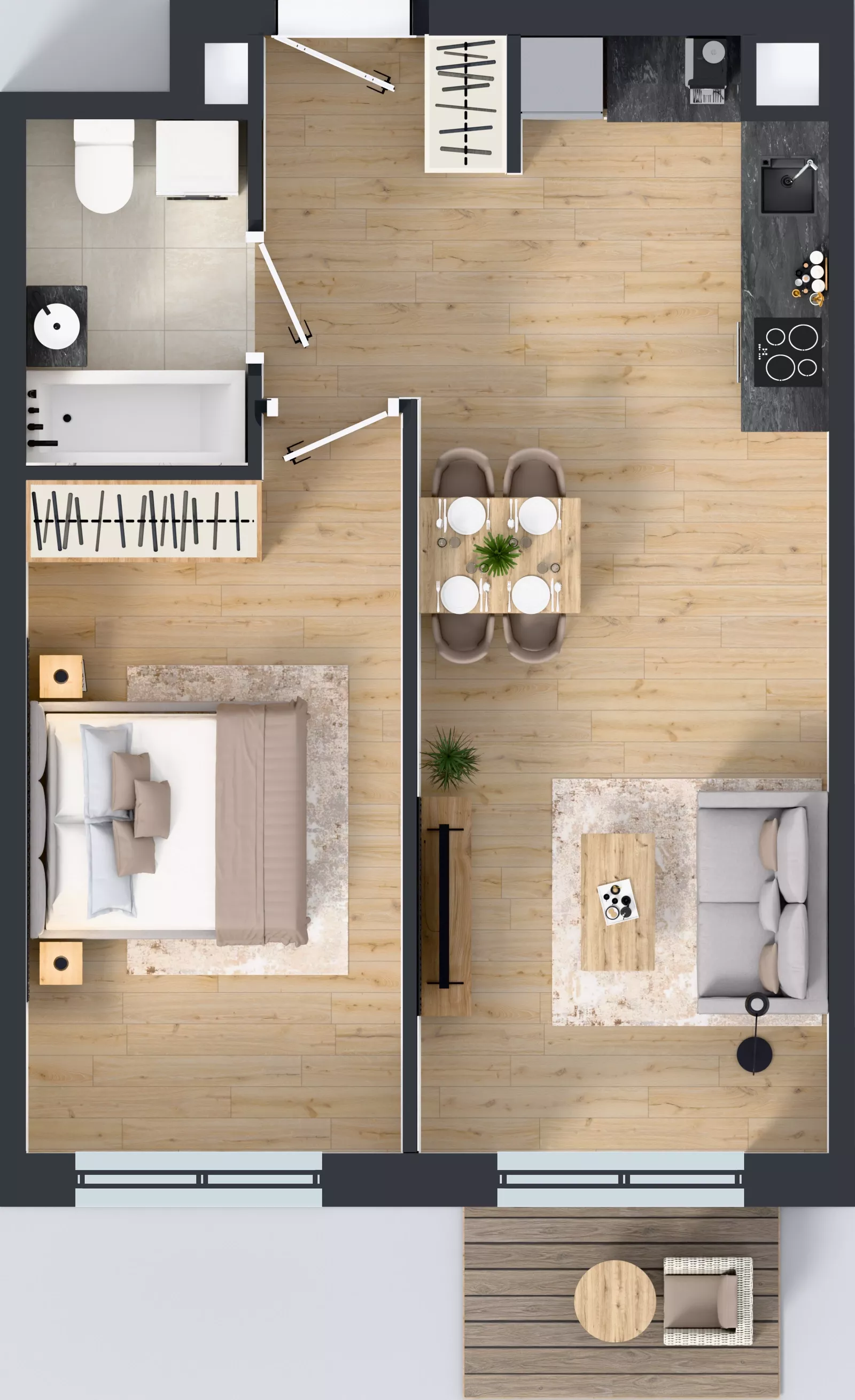 2 pokoje, mieszkanie 45,07 m², piętro 1, oferta nr III-B3.M6, Strefa Cegielnia 3, Kraków, Wzgórza Krzesławickie, Zesławice, ul. Gustawa Morcinka