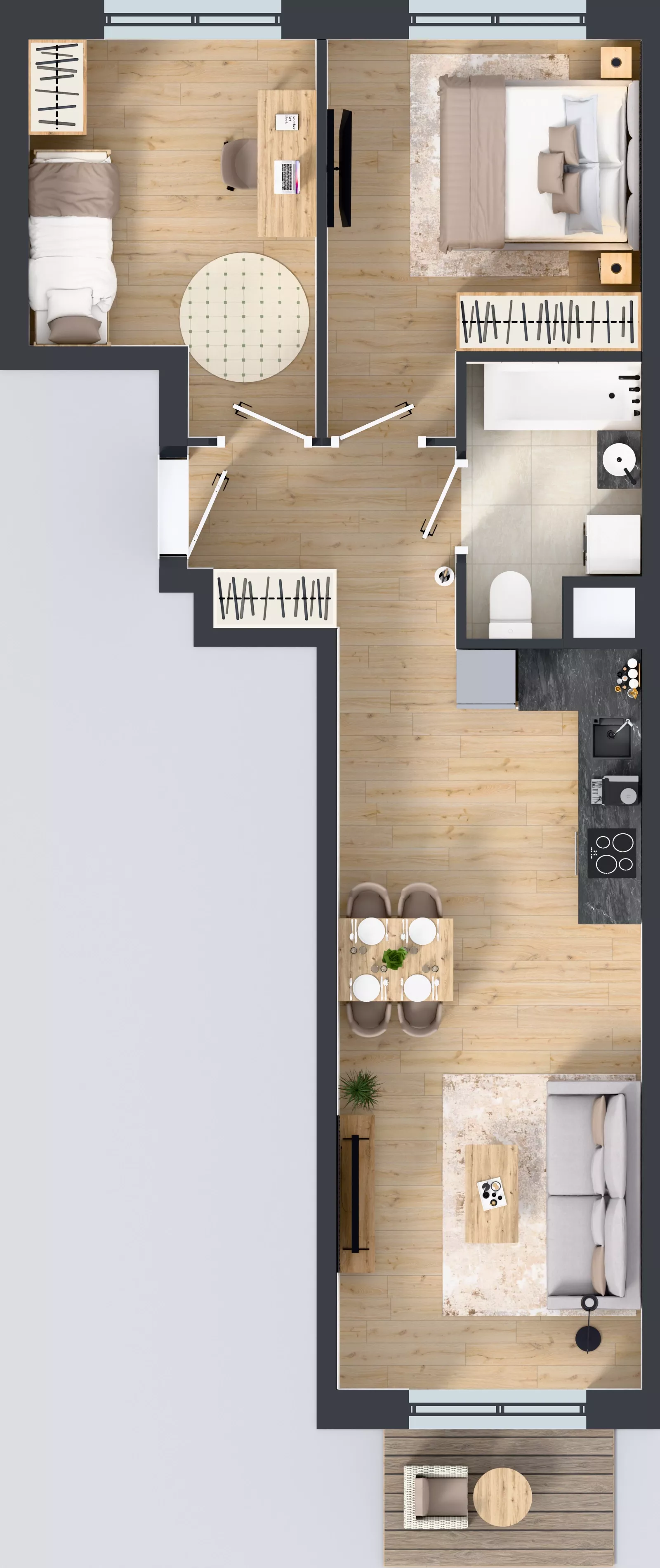 3 pokoje, mieszkanie 54,65 m², piętro 2, oferta nr III-B3.M34, Strefa Cegielnia 3, Kraków, Wzgórza Krzesławickie, Zesławice, ul. Gustawa Morcinka