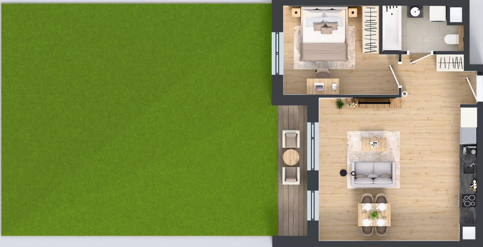 2 pokoje, mieszkanie 52,17 m², parter, oferta nr 2A.05, Skwer Harmonia 2, Kraków, Podgórze, Rybitwy, ul. Półłanki