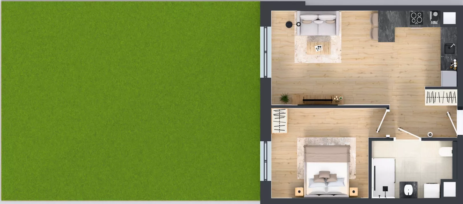 2 pokoje, mieszkanie 49,81 m², parter, oferta nr 2A.06, Skwer Harmonia 2, Kraków, Podgórze, Rybitwy, ul. Półłanki