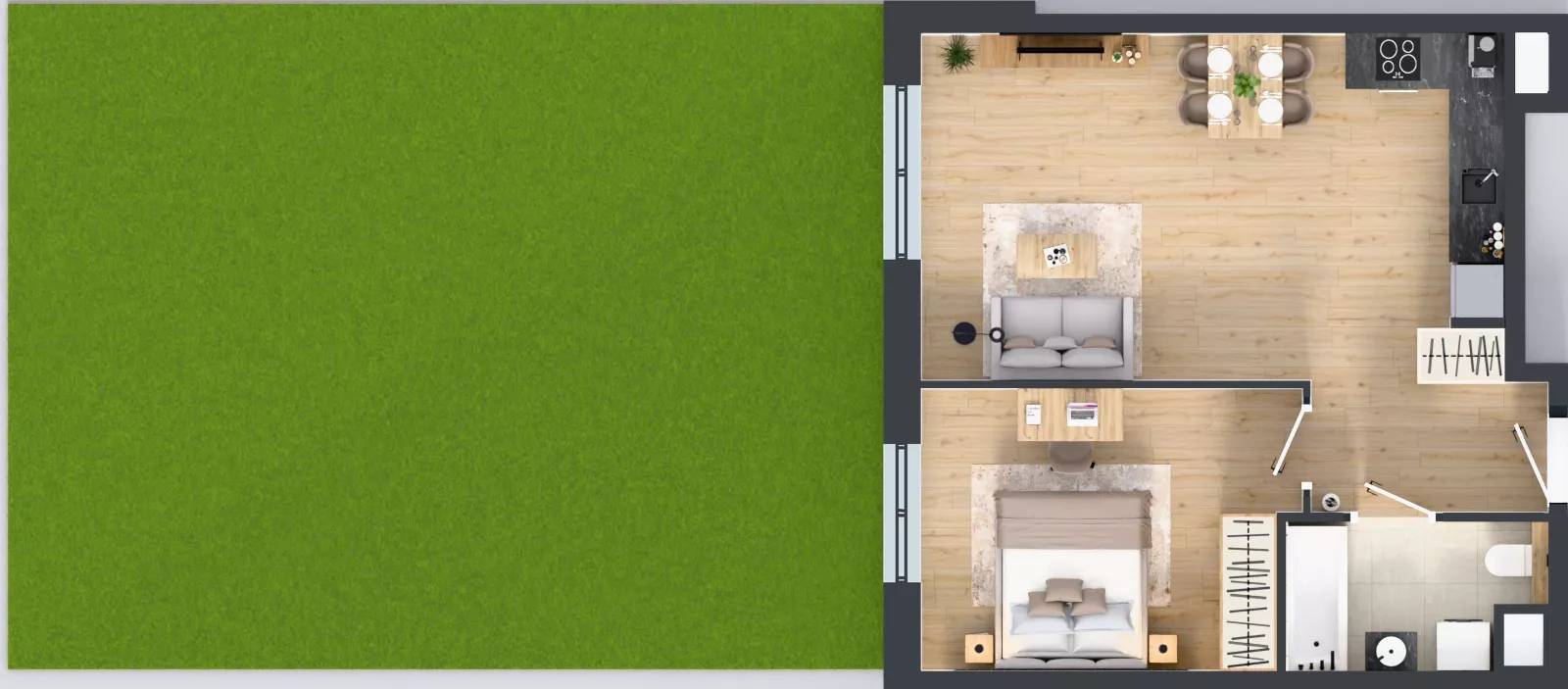 2 pokoje, mieszkanie 48,34 m², parter, oferta nr 2A.08, Skwer Harmonia 2, Kraków, Podgórze, Rybitwy, ul. Półłanki