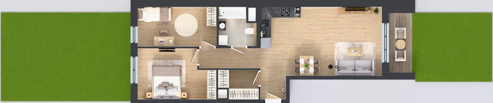 3 pokoje, mieszkanie 70,29 m², parter, oferta nr 2B.02, Skwer Harmonia 2, Kraków, Podgórze, Rybitwy, ul. Półłanki