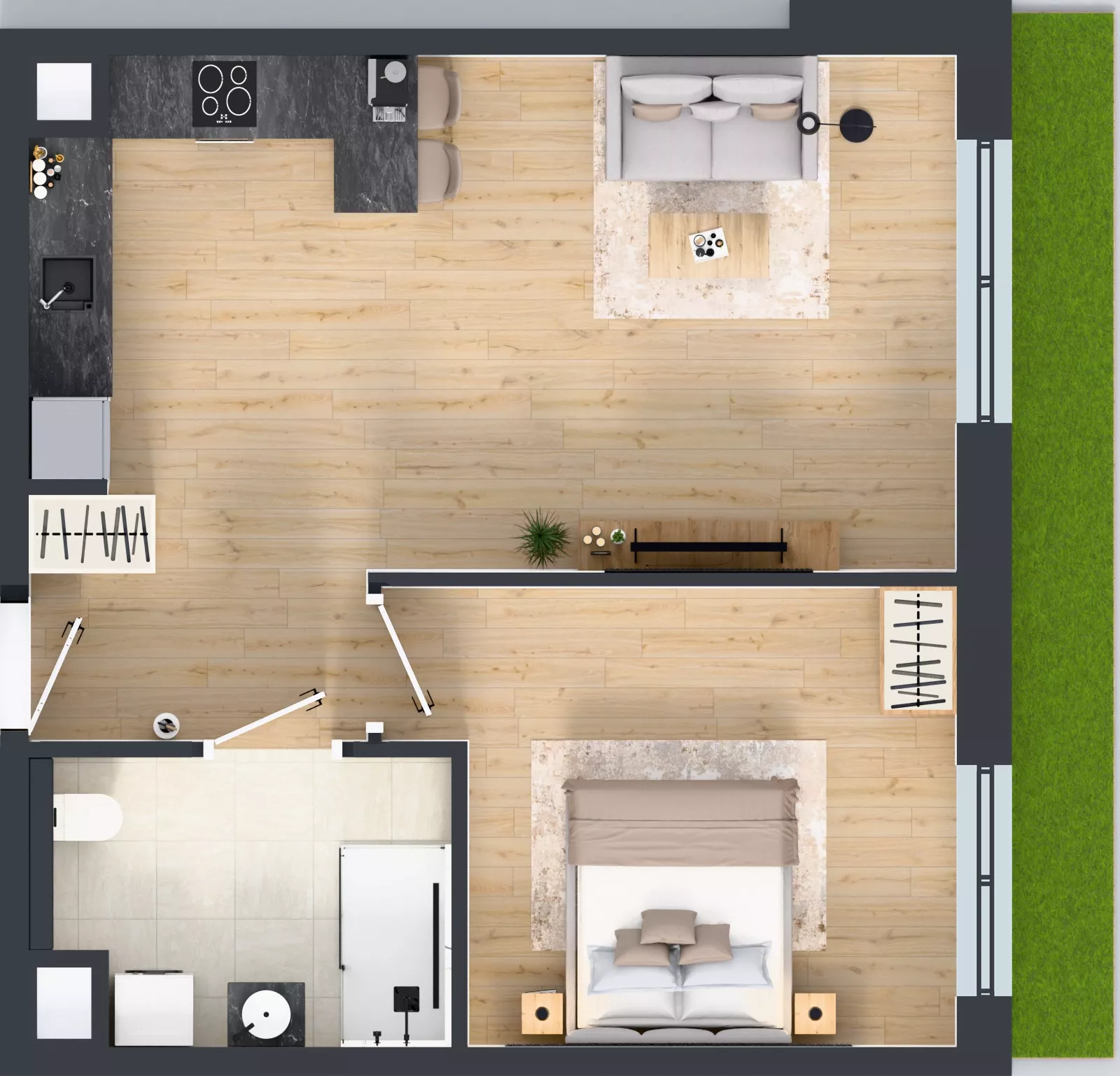 2 pokoje, mieszkanie 52,36 m², parter, oferta nr 3A.06, Skwer Harmonia 2, Kraków, Podgórze, Rybitwy, ul. Półłanki