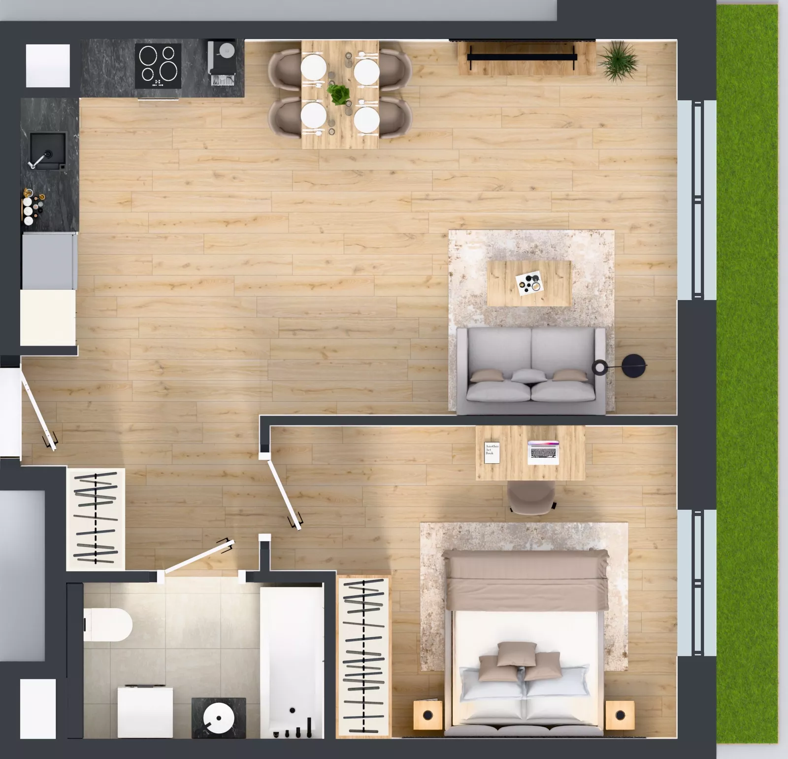 2 pokoje, mieszkanie 51,42 m², parter, oferta nr 3A.08, Skwer Harmonia 2, Kraków, Podgórze, Rybitwy, ul. Półłanki