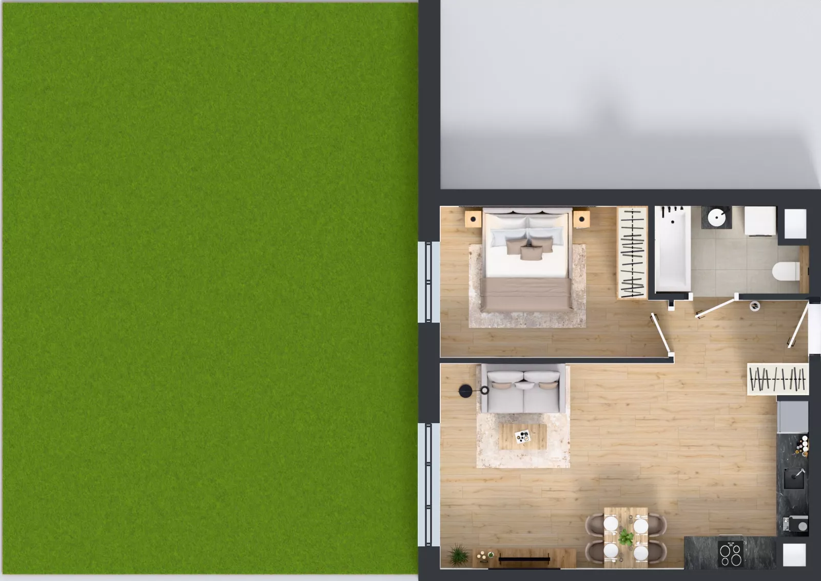2 pokoje, mieszkanie 48,27 m², parter, oferta nr 3A.10, Skwer Harmonia 2, Kraków, Podgórze, Rybitwy, ul. Półłanki