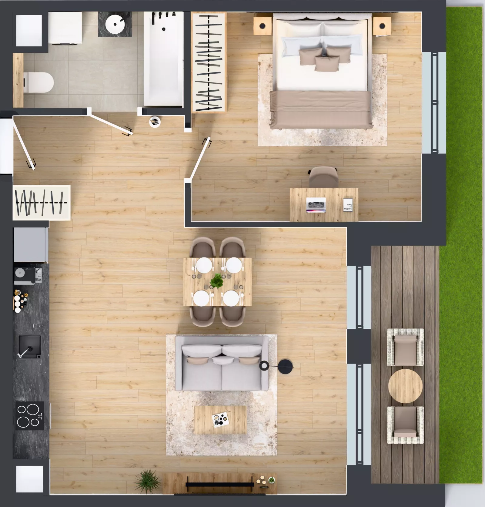 2 pokoje, mieszkanie 52,40 m², parter, oferta nr 3B.05, Skwer Harmonia 2, Kraków, Podgórze, Rybitwy, ul. Półłanki