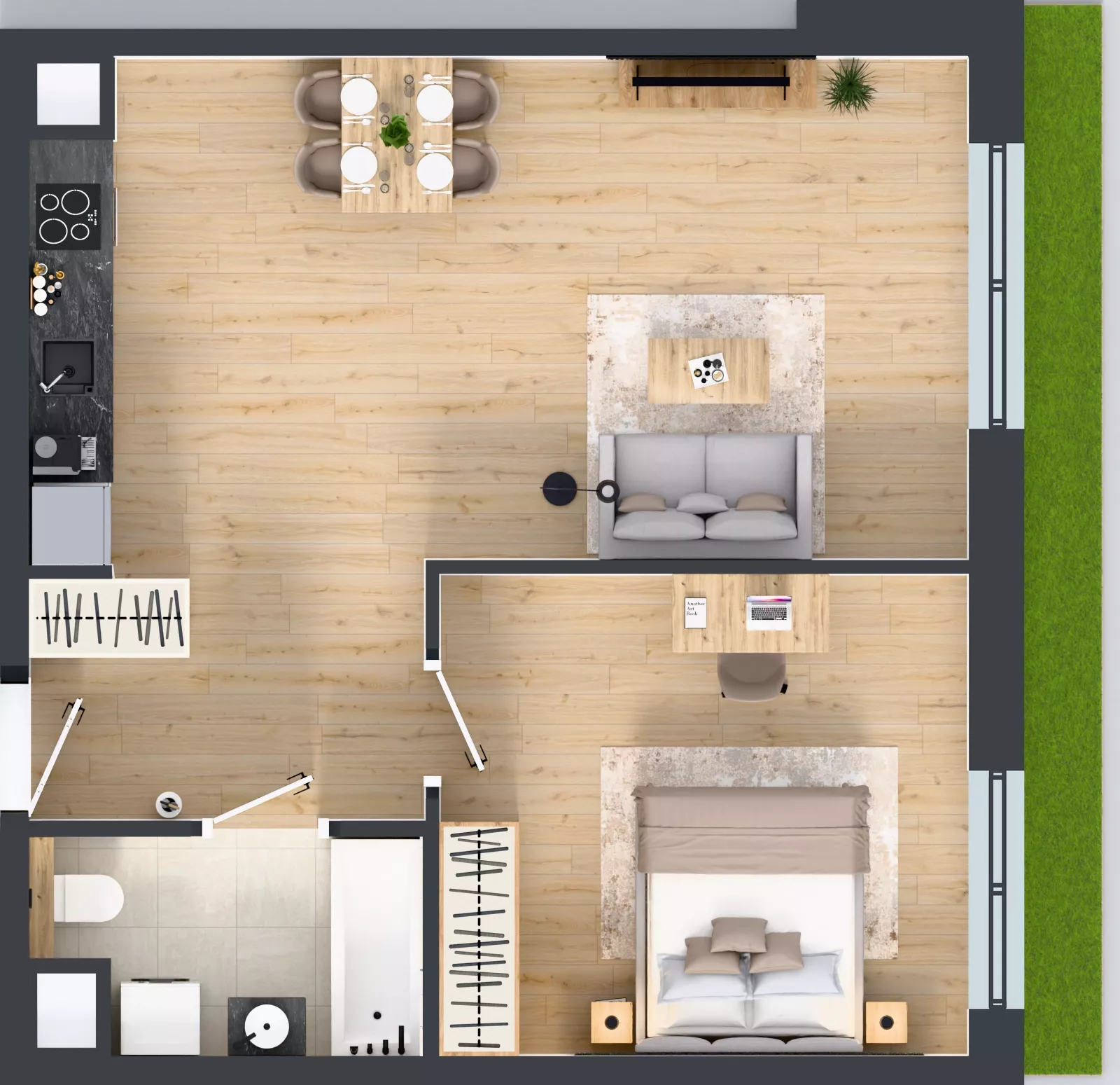 2 pokoje, mieszkanie 52,44 m², parter, oferta nr 3B.06, Skwer Harmonia 2, Kraków, Podgórze, Rybitwy, ul. Półłanki