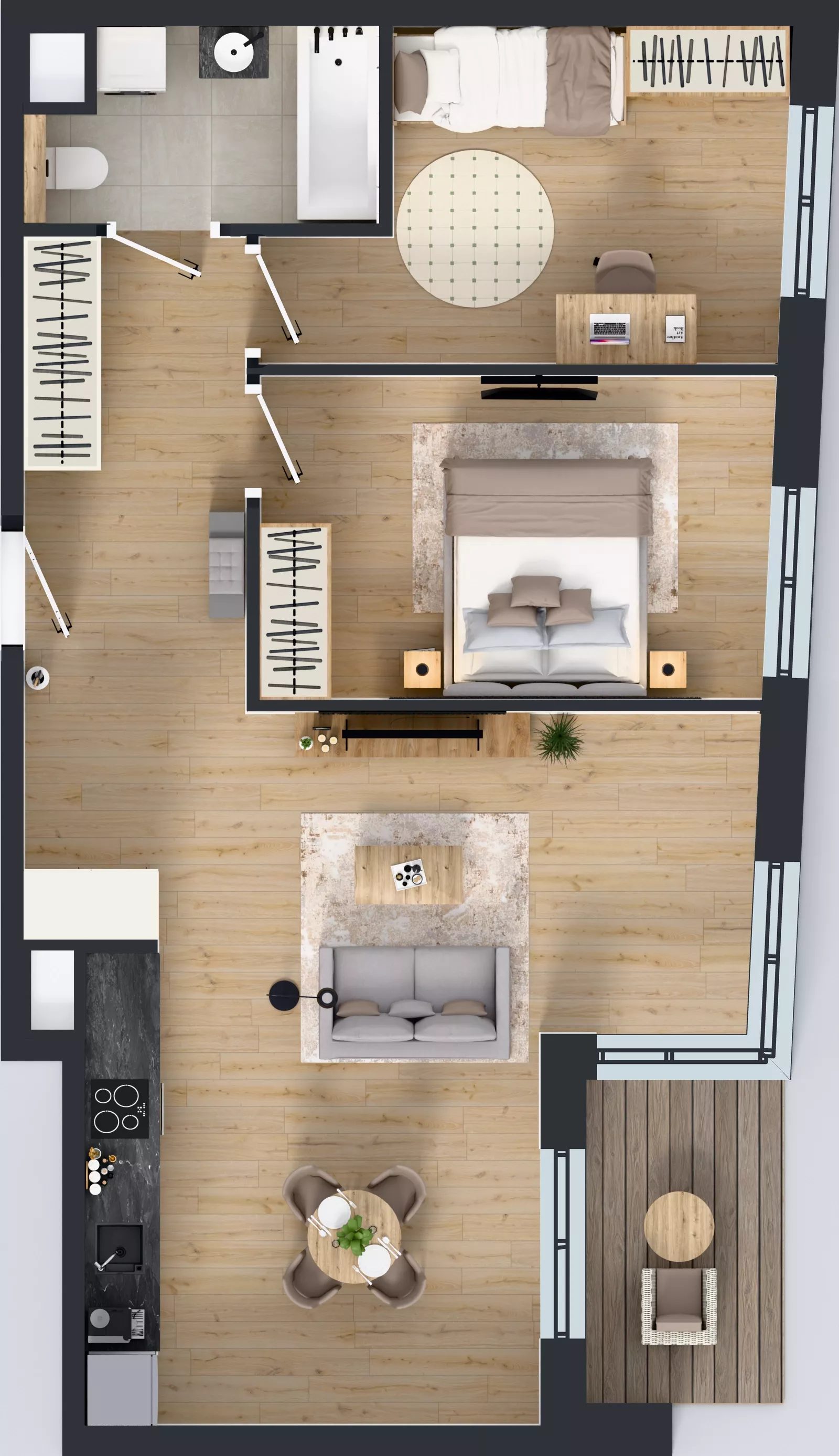 3 pokoje, mieszkanie 64,35 m², piętro 1, oferta nr 1A.20, Skwer Harmonia 2, Kraków, Podgórze, Rybitwy, ul. Półłanki