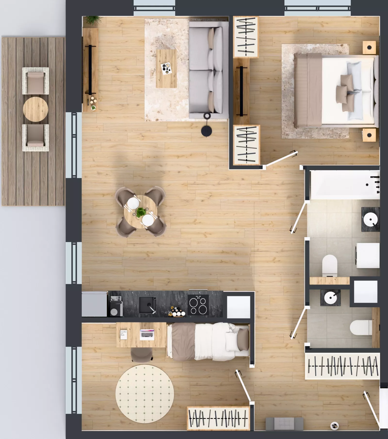 3 pokoje, mieszkanie 68,04 m², piętro 1, oferta nr 1A.23, Skwer Harmonia 2, Kraków, Podgórze, Rybitwy, ul. Półłanki