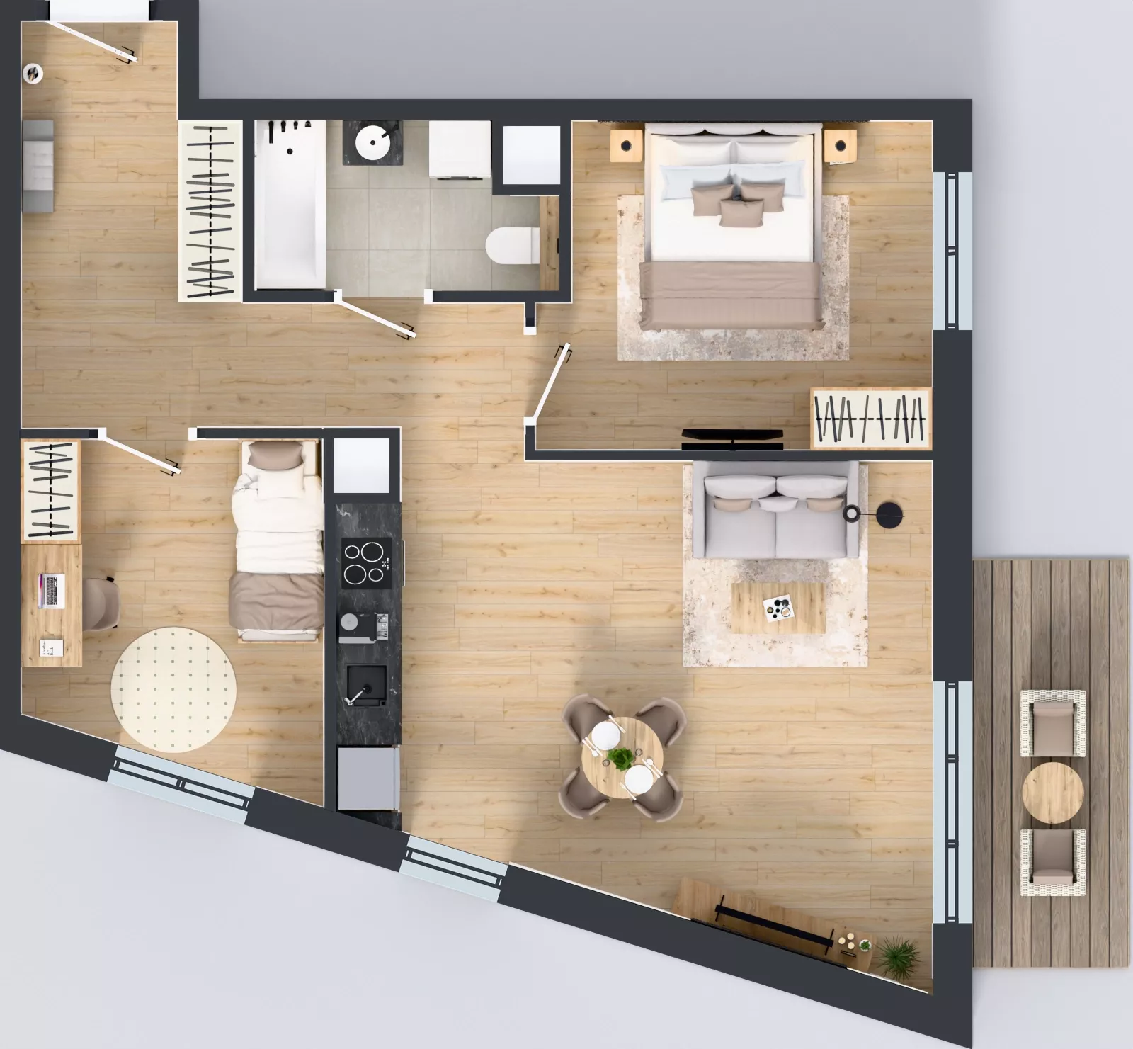 3 pokoje, mieszkanie 62,49 m², piętro 1, oferta nr 1B.10, Skwer Harmonia 2, Kraków, Podgórze, Rybitwy, ul. Półłanki