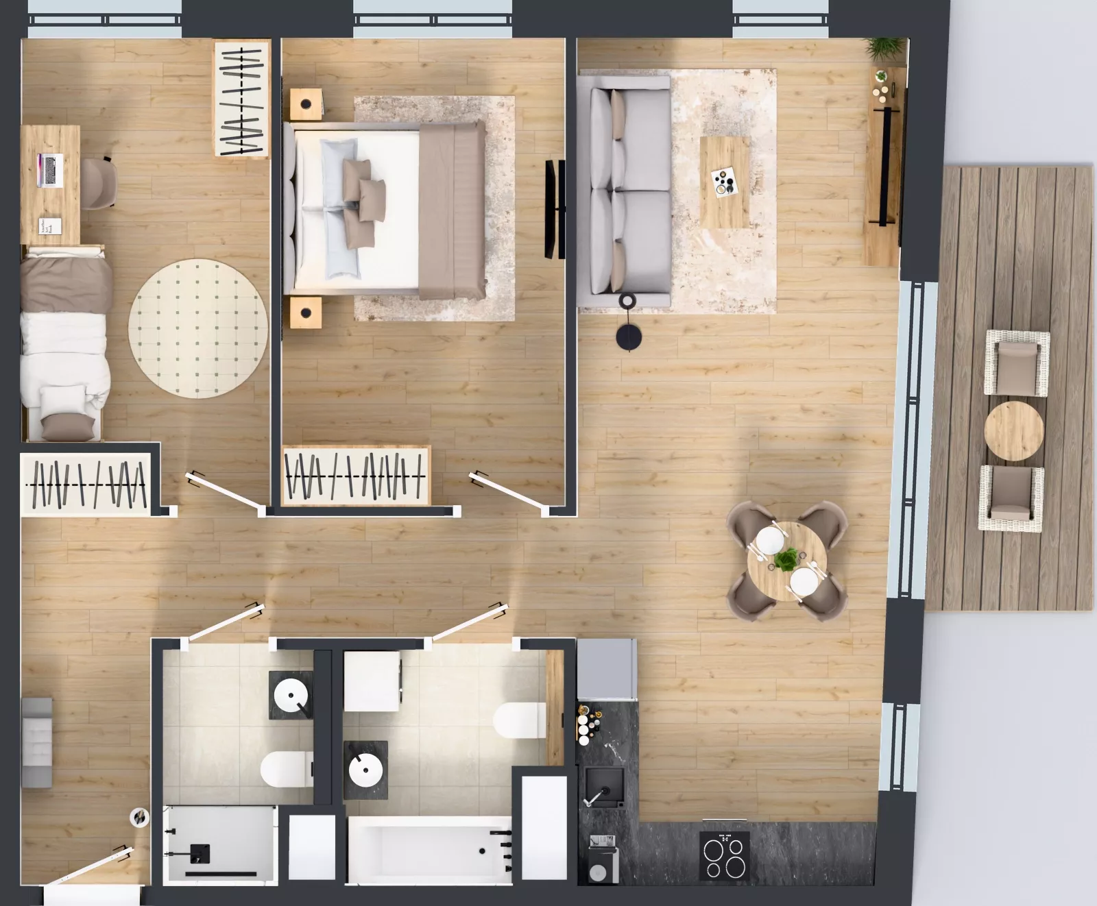 3 pokoje, mieszkanie 69,88 m², piętro 1, oferta nr 2A.13, Skwer Harmonia 2, Kraków, Podgórze, Rybitwy, ul. Półłanki
