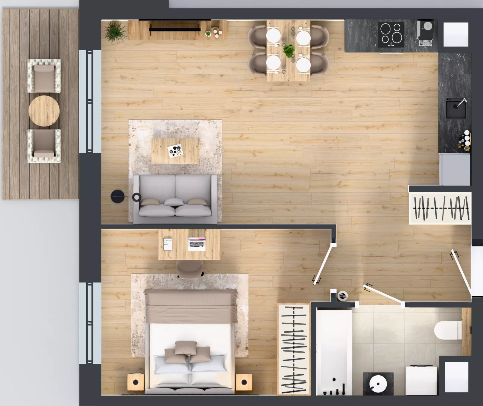 2 pokoje, mieszkanie 49,88 m², piętro 1, oferta nr 2A.16, Skwer Harmonia 2, Kraków, Podgórze, Rybitwy, ul. Półłanki