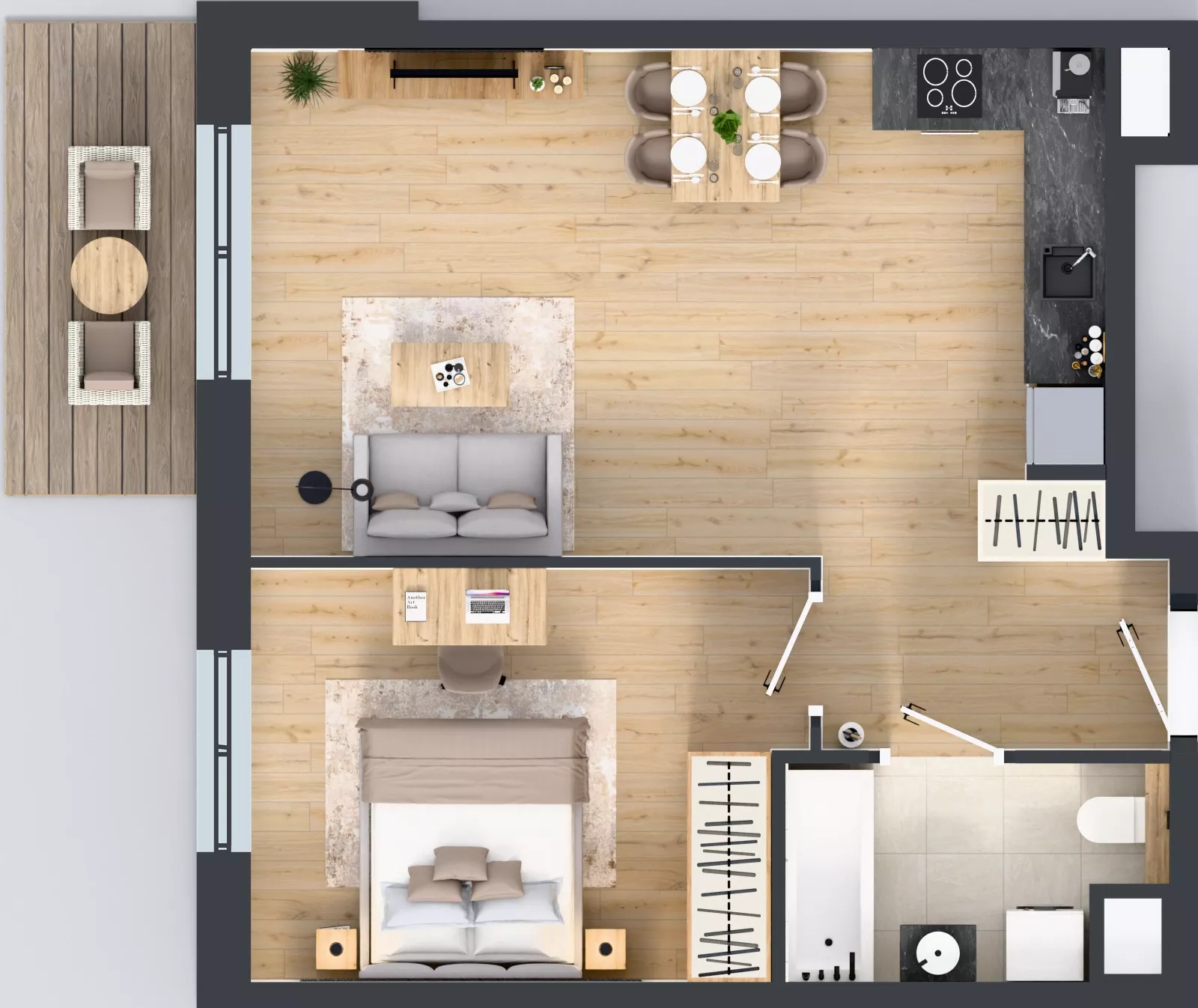 2 pokoje, mieszkanie 48,34 m², piętro 1, oferta nr 2A.18, Skwer Harmonia 2, Kraków, Podgórze, Rybitwy, ul. Półłanki