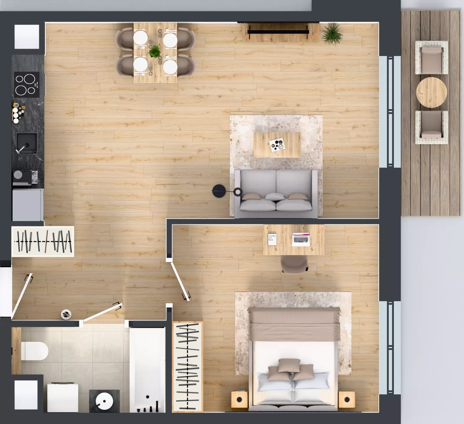 2 pokoje, mieszkanie 52,44 m², piętro 1, oferta nr 3A.16, Skwer Harmonia 2, Kraków, Podgórze, Rybitwy, ul. Półłanki