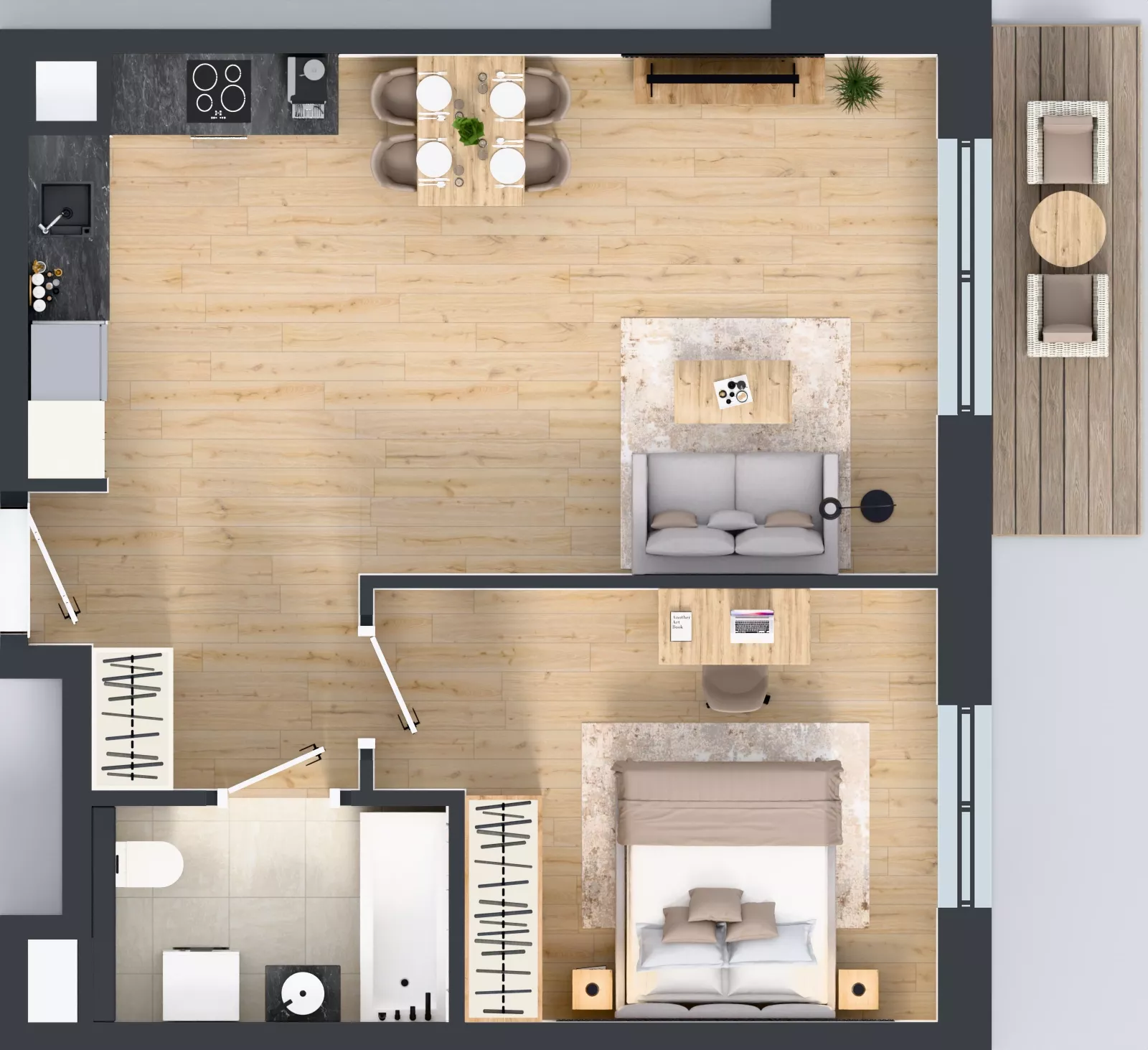 2 pokoje, mieszkanie 51,42 m², piętro 1, oferta nr 3A.18, Skwer Harmonia 2, Kraków, Podgórze, Rybitwy, ul. Półłanki