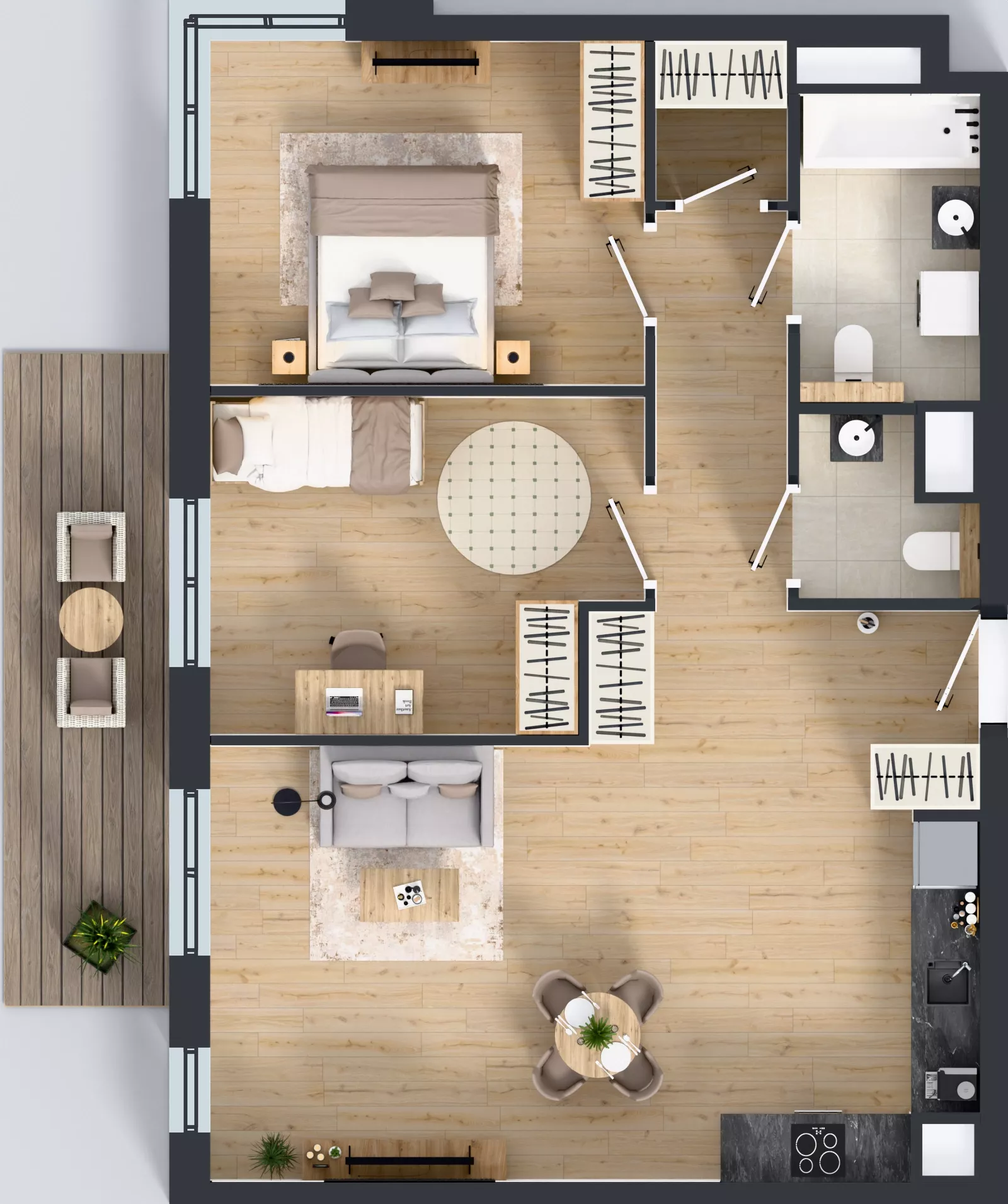 3 pokoje, mieszkanie 71,66 m², piętro 1, oferta nr 3A.20, Skwer Harmonia 2, Kraków, Podgórze, Rybitwy, ul. Półłanki
