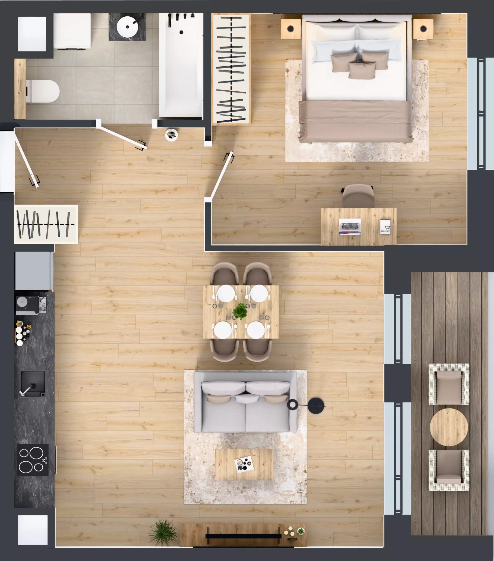 2 pokoje, mieszkanie 52,40 m², piętro 1, oferta nr 3B.16, Skwer Harmonia 2, Kraków, Podgórze, Rybitwy, ul. Półłanki