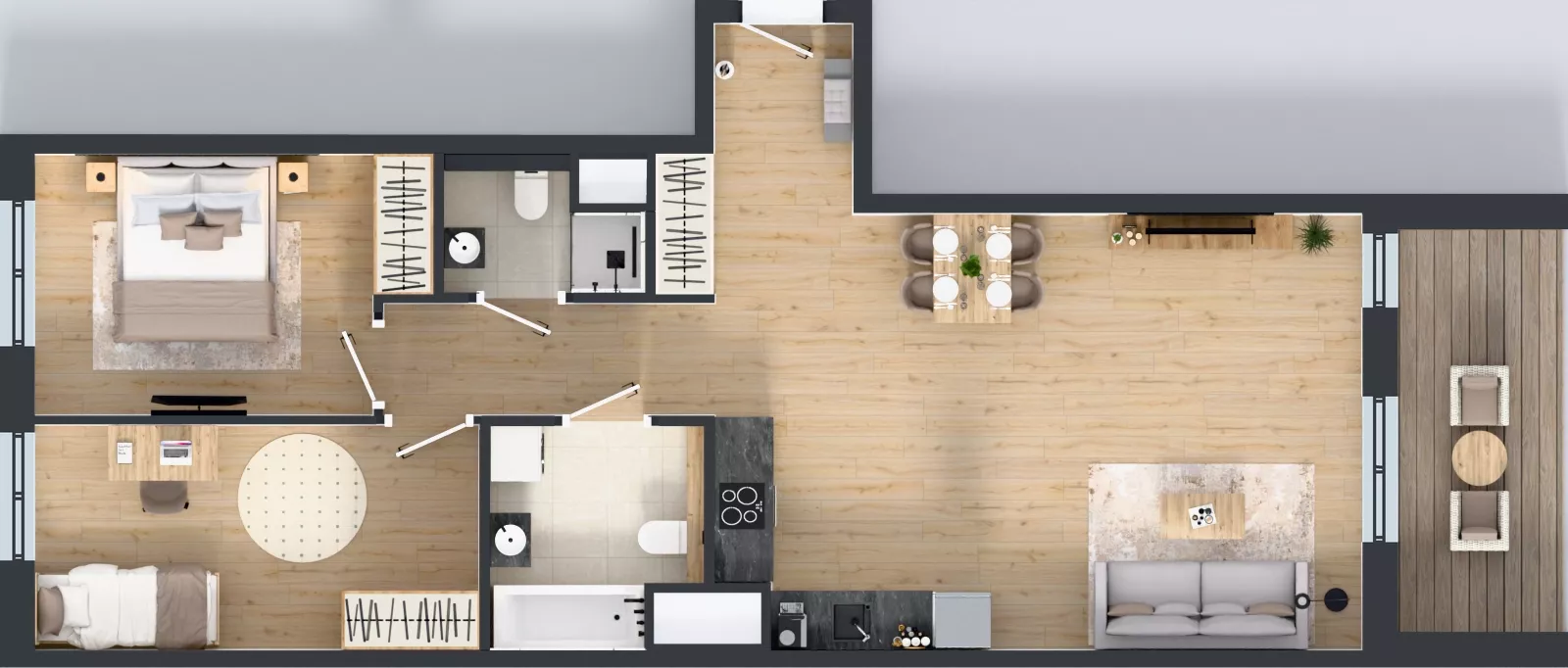 3 pokoje, mieszkanie 72,84 m², piętro 2, oferta nr 1A.28, Skwer Harmonia 2, Kraków, Podgórze, Rybitwy, ul. Półłanki