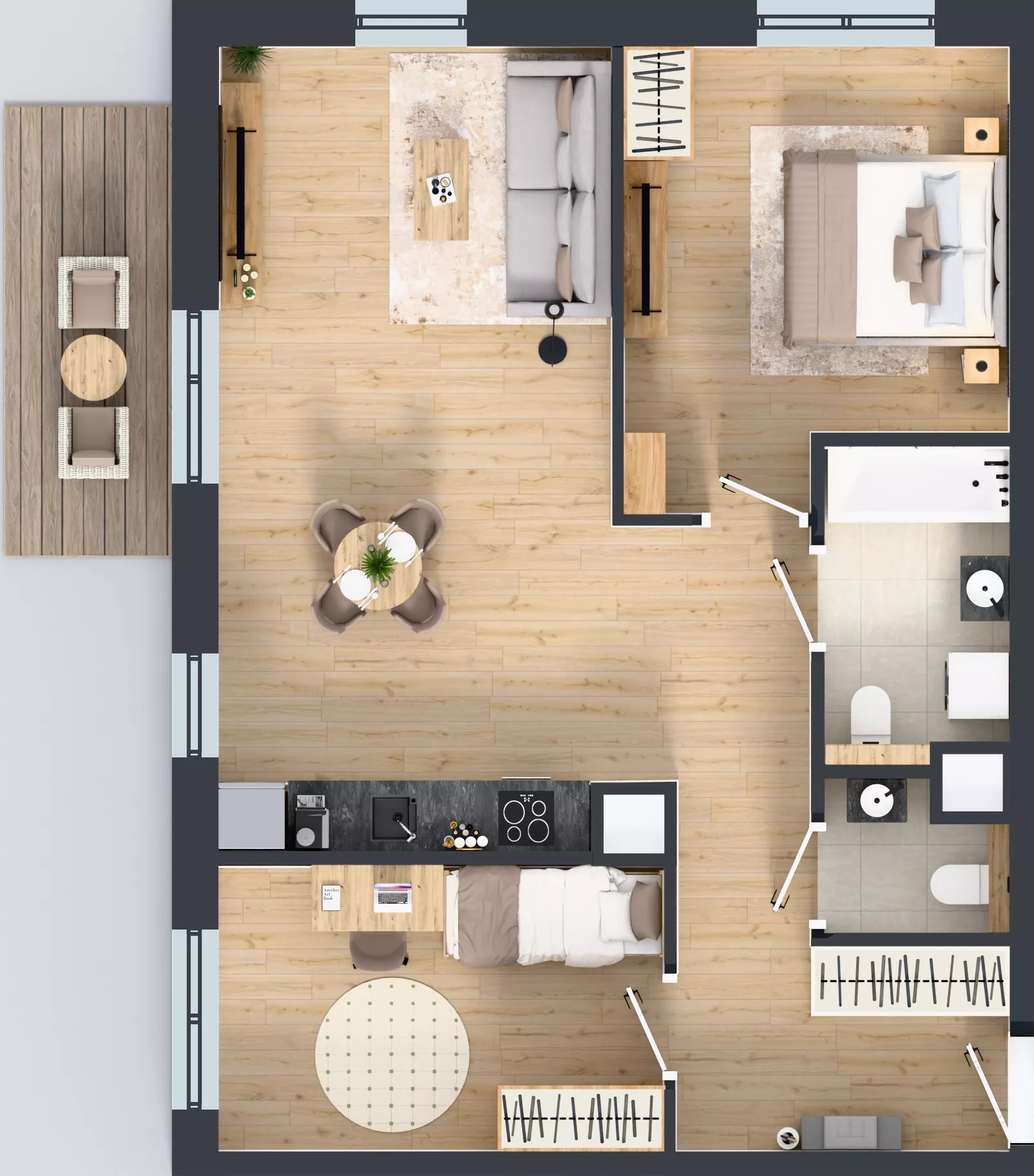 3 pokoje, mieszkanie 67,97 m², piętro 2, oferta nr 2A.24, Skwer Harmonia 2, Kraków, Podgórze, Rybitwy, ul. Półłanki