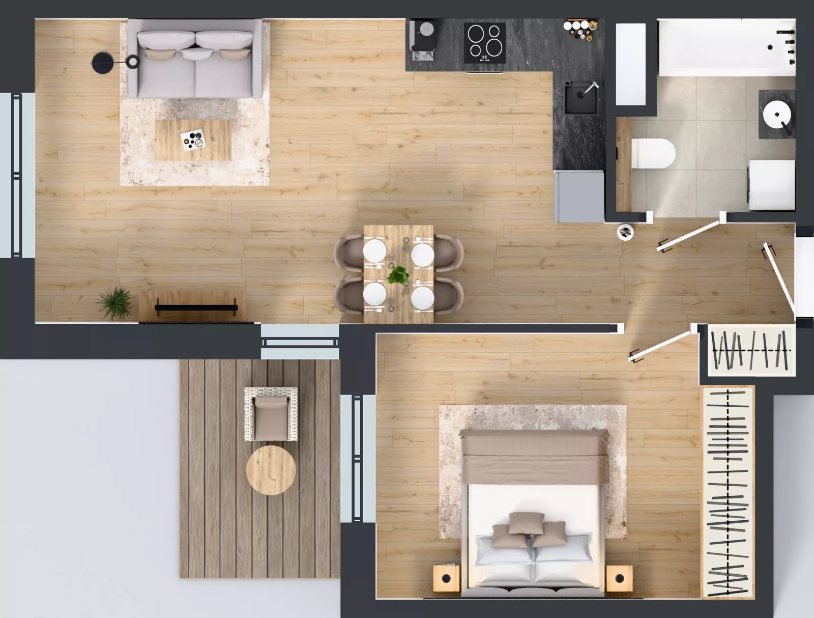 2 pokoje, mieszkanie 47,98 m², piętro 2, oferta nr 3B.23, Skwer Harmonia 2, Kraków, Podgórze, Rybitwy, ul. Półłanki