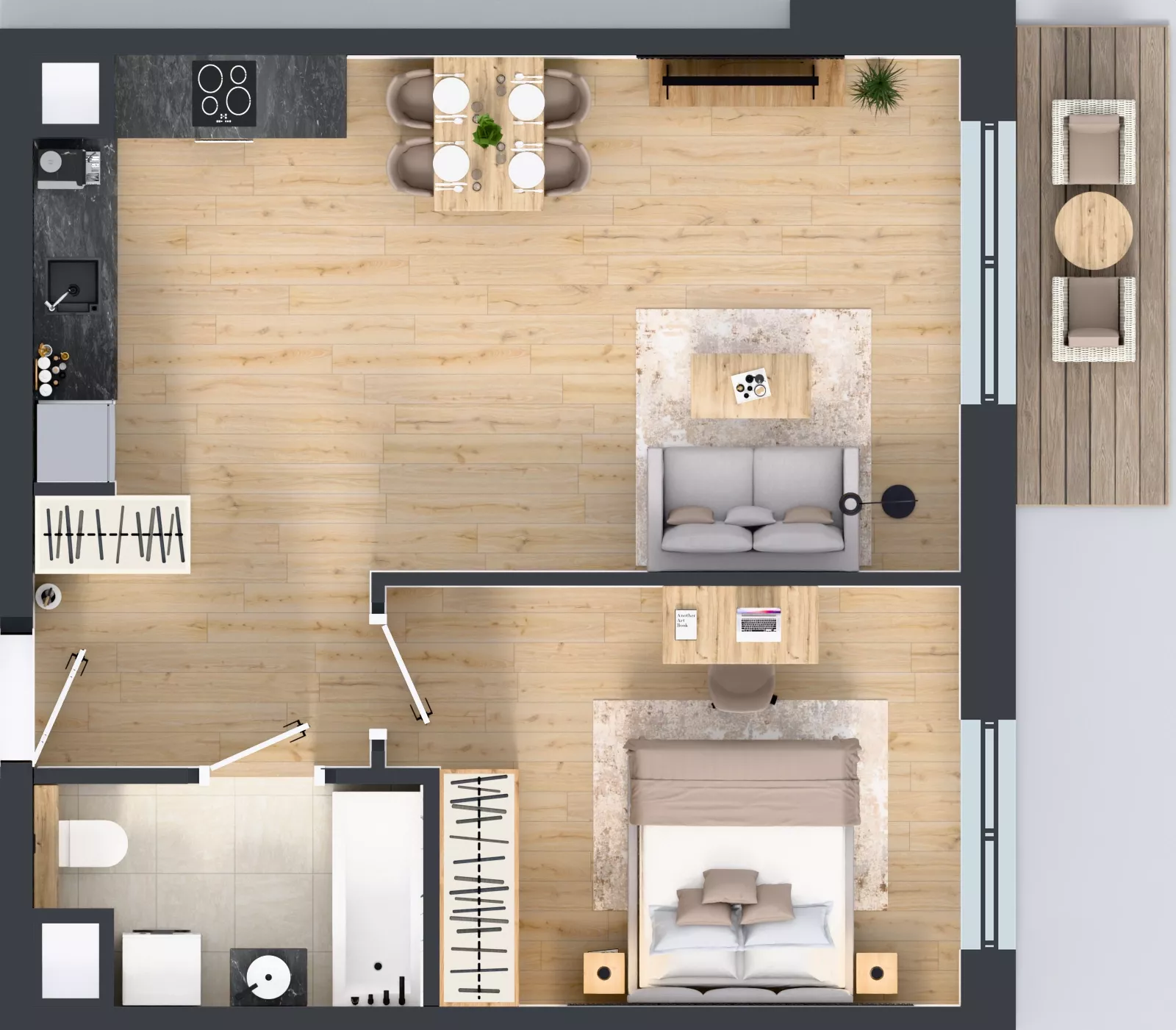 2 pokoje, mieszkanie 50,30 m², piętro 2, oferta nr 3B.26, Skwer Harmonia 2, Kraków, Podgórze, Rybitwy, ul. Półłanki